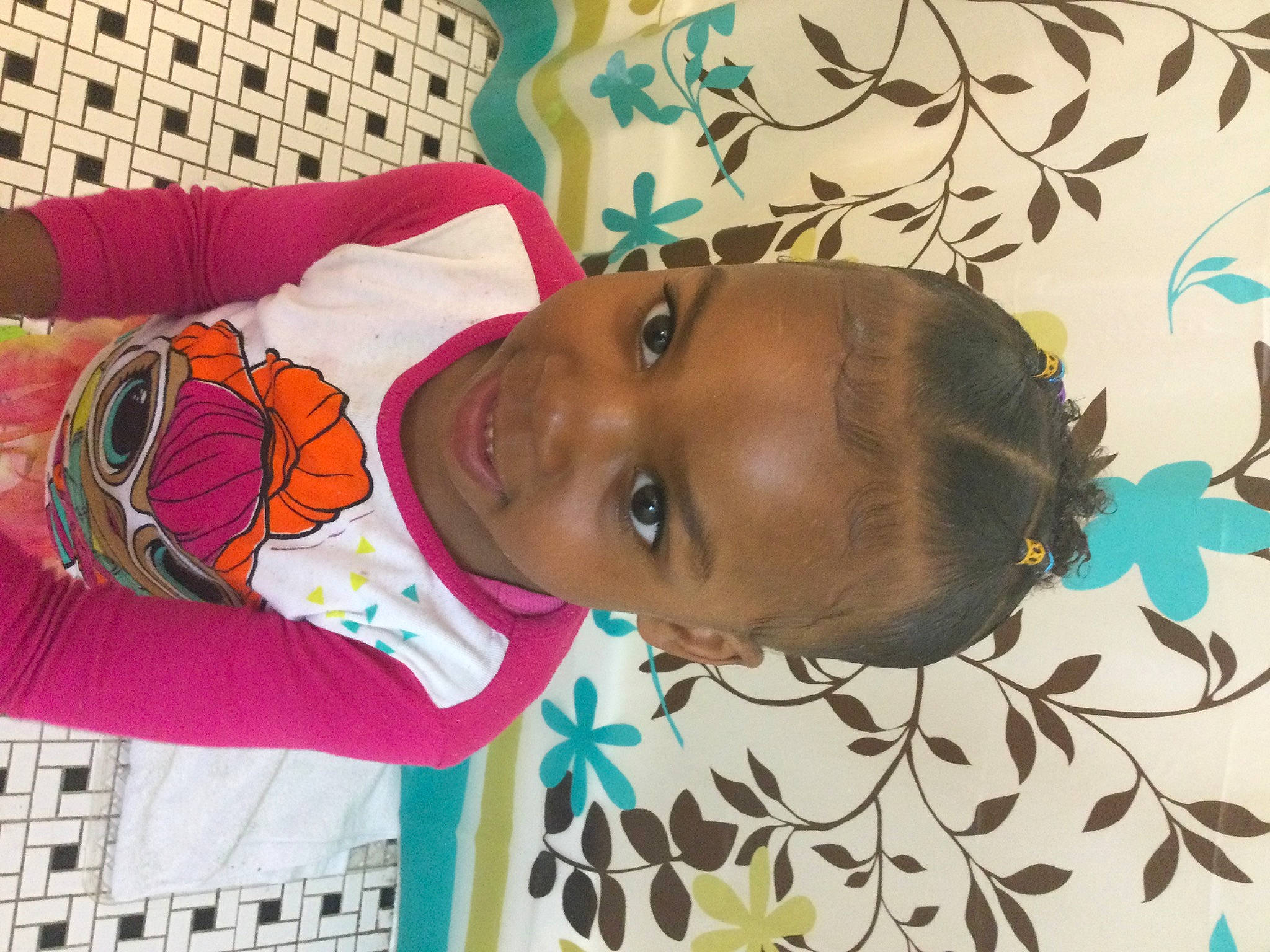 Azminah joined the competition — help win amazing prizes! adaptation, art, child, facial_expression, fashion_accessory, fun, happy, hat, headgear, human, leisure, mammal, organism, pattern, person, smile, textile, toddler, vacation, vertebrate