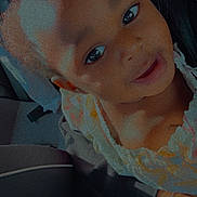 Tymaree Johnson joined the competition — help win amazing prizes! child, smiling, face, portrait, car_seat, clothing, person, hair, young, cute, indoors, seatbelt, car_interior, child_seat, expression, closeup, baby, childcare, infant, happy