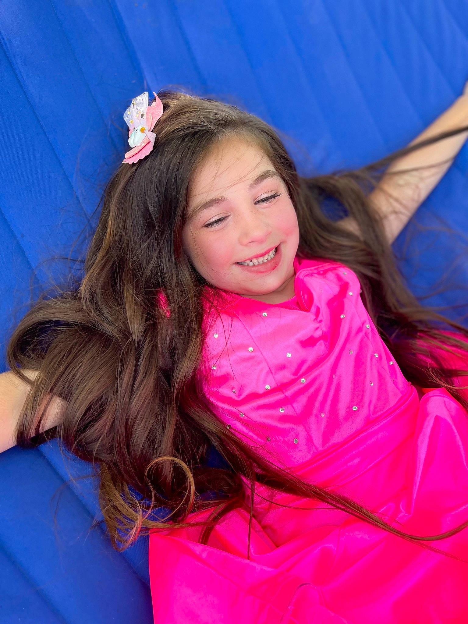 Berkley joined the competition — help win amazing prizes! black_hair, brown_hair, electric_blue, event, facial_expression, flash_photography, fun, hairstyle, happy, joy, leisure, lip, long_hair, magenta, mouth, person, pink, purple, recreation, skin