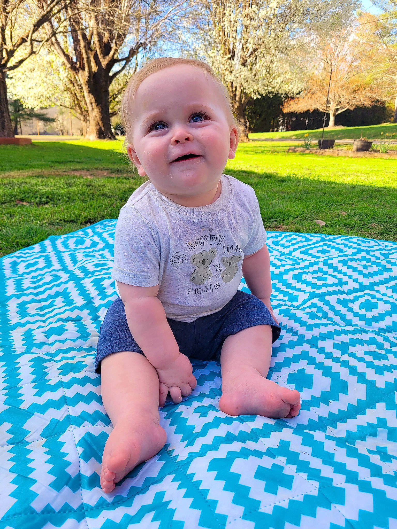 Landon joined the competition — help win amazing prizes! baby, baby_toddler_clothing, child, electric_blue, flooring, fun, grass, green, happy, lawn, leaf, leisure, people_in_nature, person, plant, purple, recreation, smile, sunlight, toddler