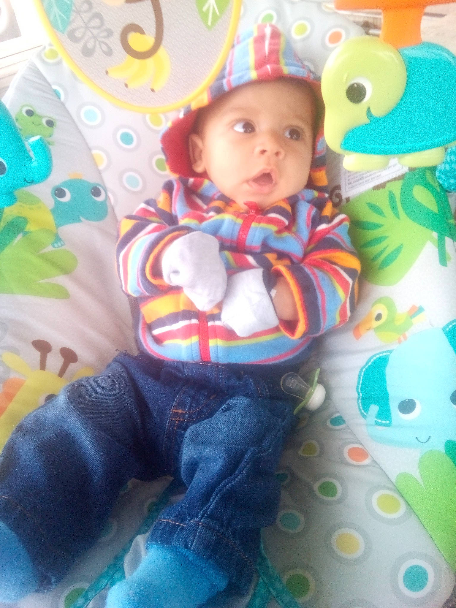 Jenson joined the competition — help win amazing prizes! baby, baby_products, baby_toys, child, person, play, product, smile, stuffed_toy, toddler