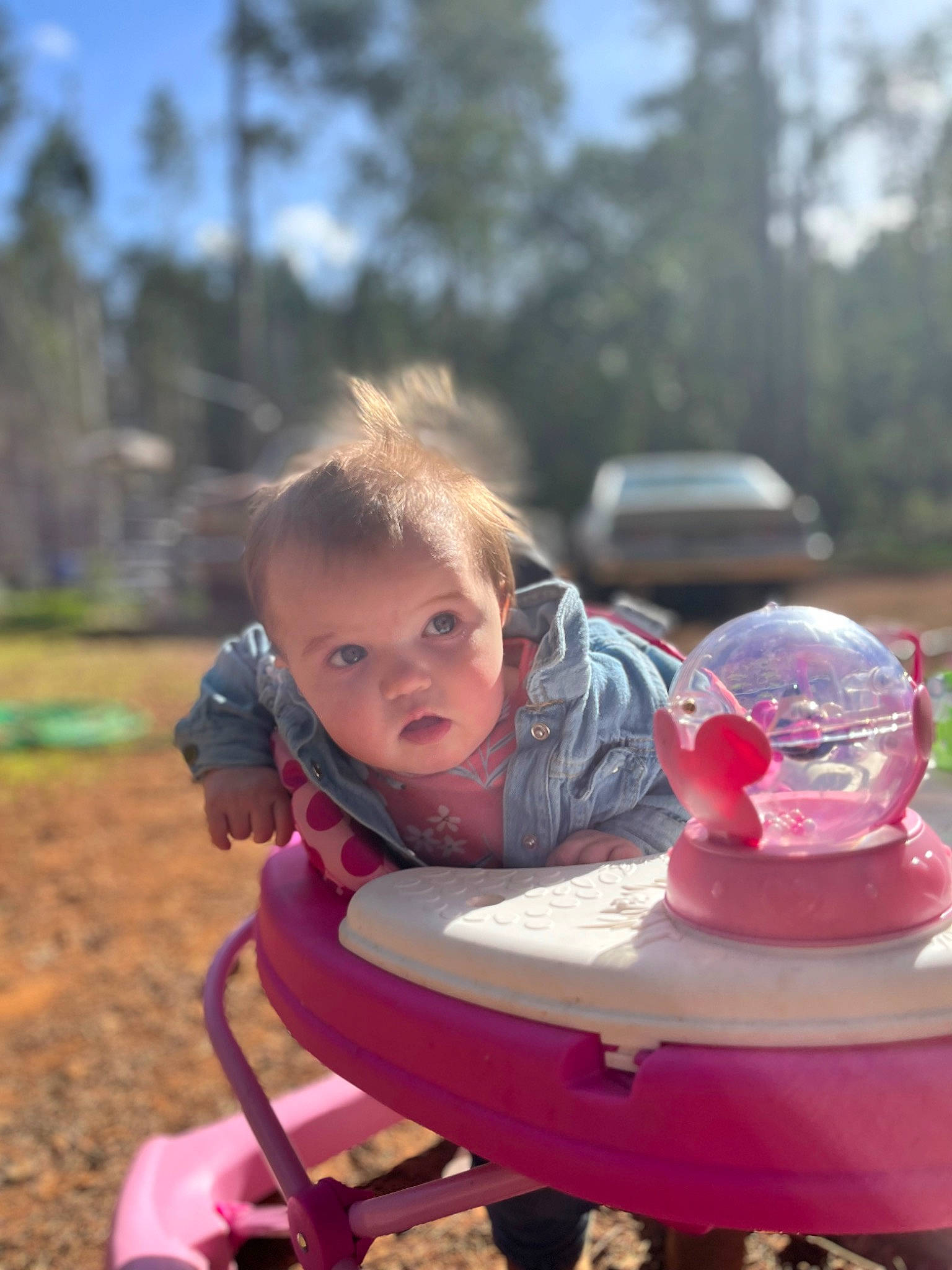 Holley joined the competition — help win amazing prizes! car, chair, child, event, fun, grass, happy, leisure, lip, magenta, people_in_nature, person, pink, plant, recreation, sitting, sky, table, tableware, toddler