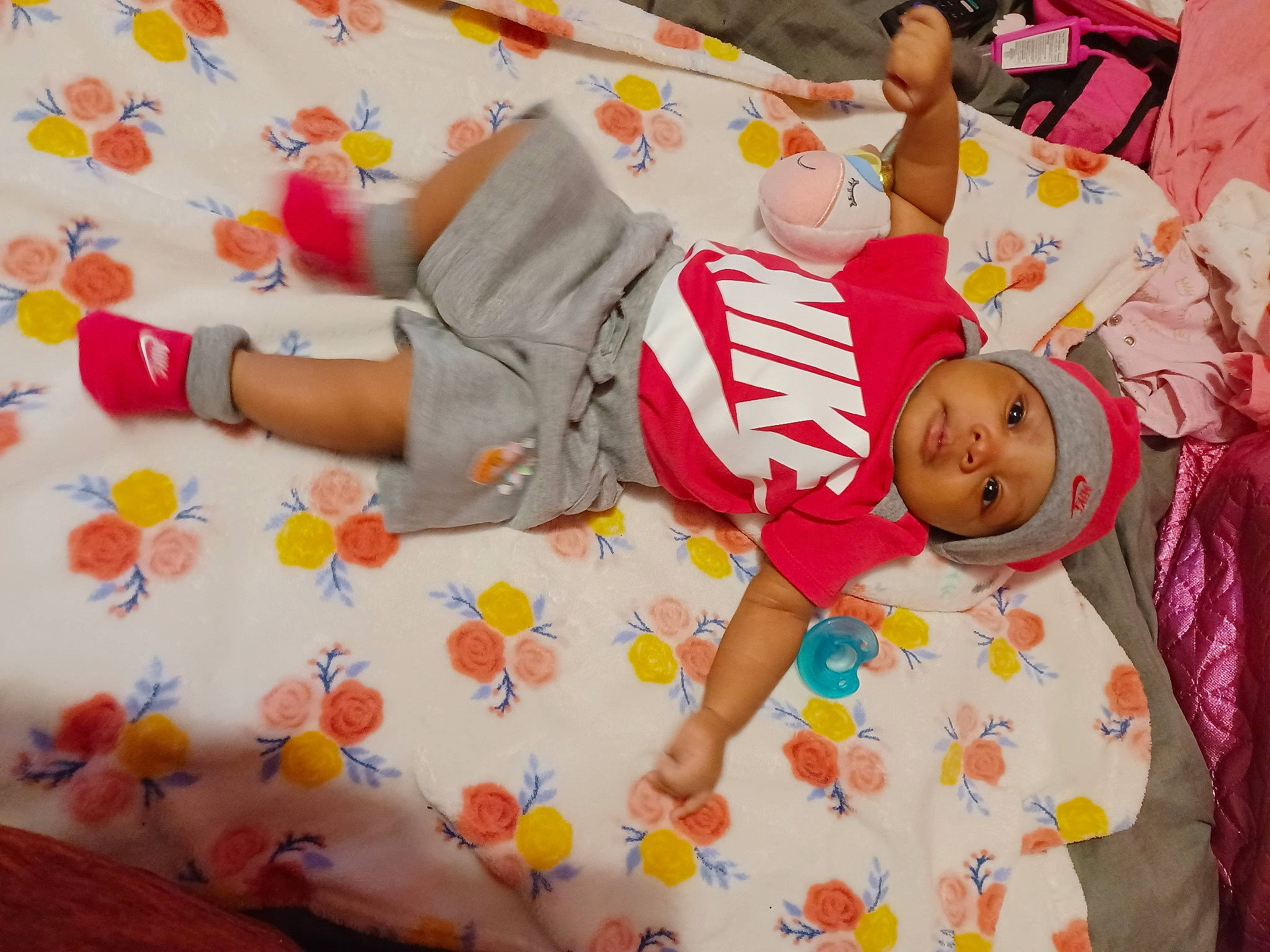 Milli joined the competition — help win amazing prizes! baby, baby_products, baby_toddler_clothing, beauty, bed_sheet, child, comfort, design, event, fun, happy, hat, headwear, leg, linens, pattern, person, pink, room, sleeve