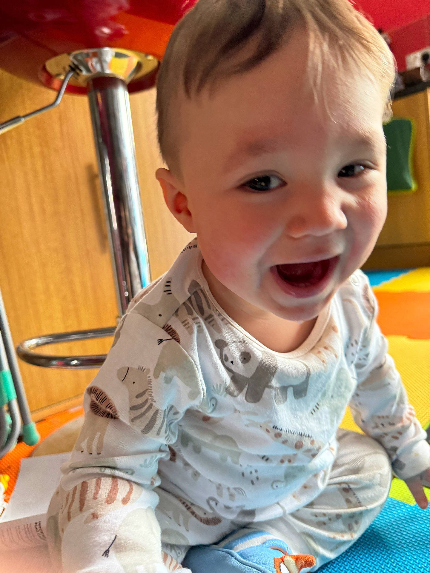 Cody joined the competition — help win amazing prizes! baby, babylaughing, bodypart, clothing, face, finger, hand, happy, head, indoors, laughing, mouth, person, photography, plywood, portrait, sitting, smile, teeth, wood