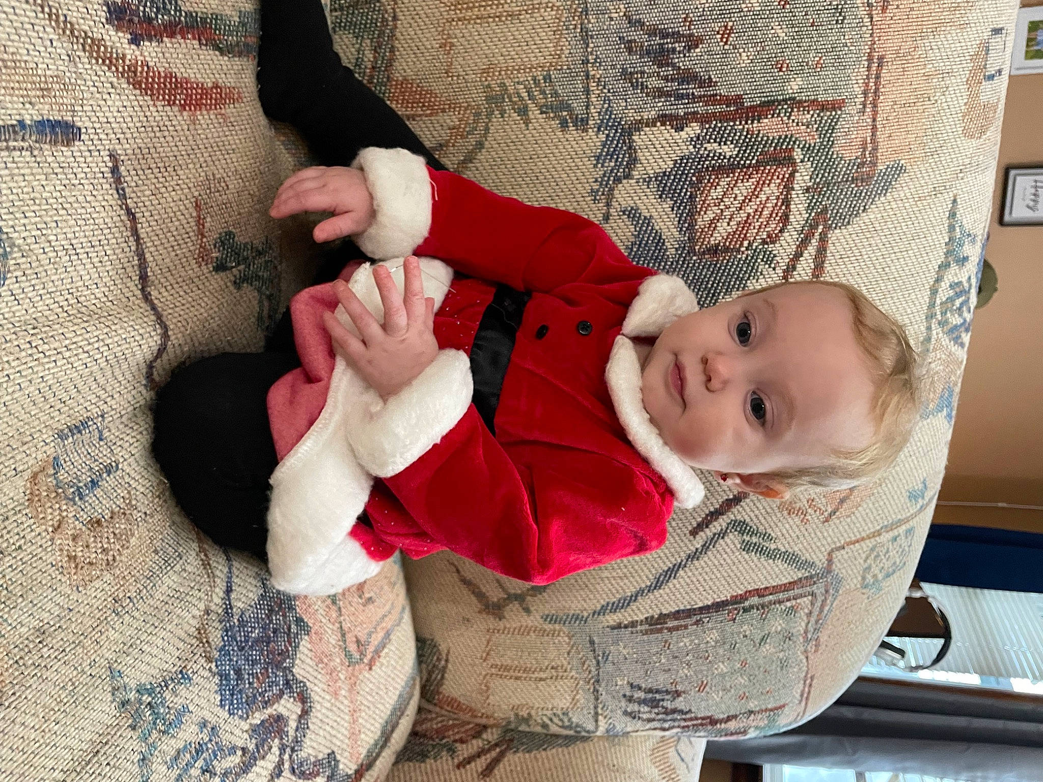 Everly joined the competition — help win amazing prizes! baby, baby_products, baby_toddler_clothing, carmine, child, comfort, eye, foot, fur, gesture, linens, nail, pattern, person, sitting, skin, smile, sock, thumb, toddler