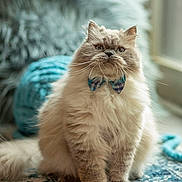 Benny joined the competition — help win amazing prizes! cat, fluffy, bow_tie, blue, plaid, indoor, rug, decor, furniture, pet, cute, portrait, animal, whiskers, window_light, cozy, furry, sitting, domestic_cat, soft