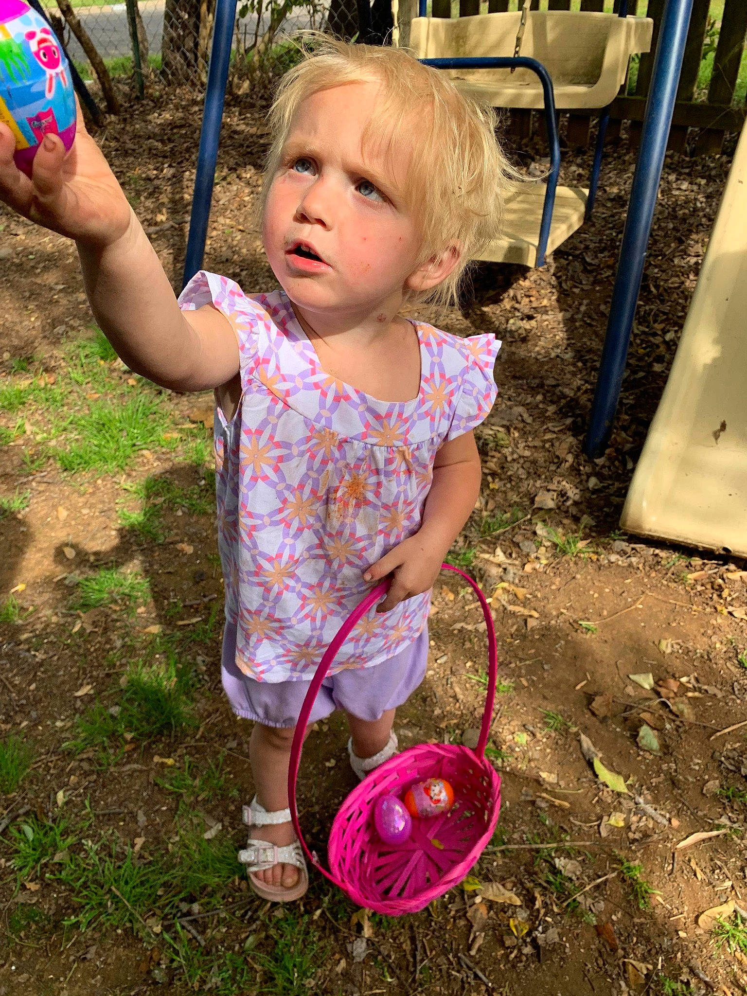 Malorie is registered to the contest to win money with this photo: baby_toddler_clothing, child, city, fun, grass, green, happy, leisure, people, people_in_nature, person, pink, play, public_space, soil, sports_toy, summer, t_shirt, toddler, toy