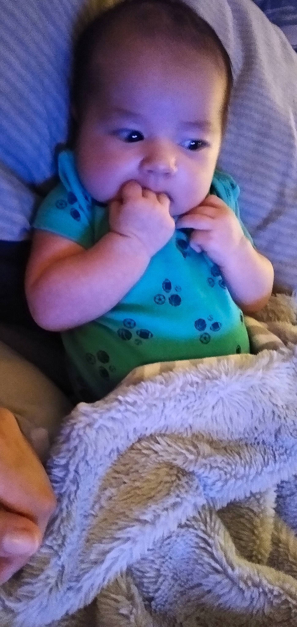 Ivar is registered to the contest to win money with this photo: baby, bedtime, cheek, child, eating, face, head, lip, mouth, nose, person, play, sitting, skin, smile, toddler