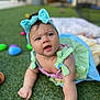Maylani joined the competition — help win amazing prizes! baby, child, girl, headband, bow, dress, colorful, grass, toy, outdoor, crawling, cute, infant, expression, skin, hand, face, portrait, playtime, summer