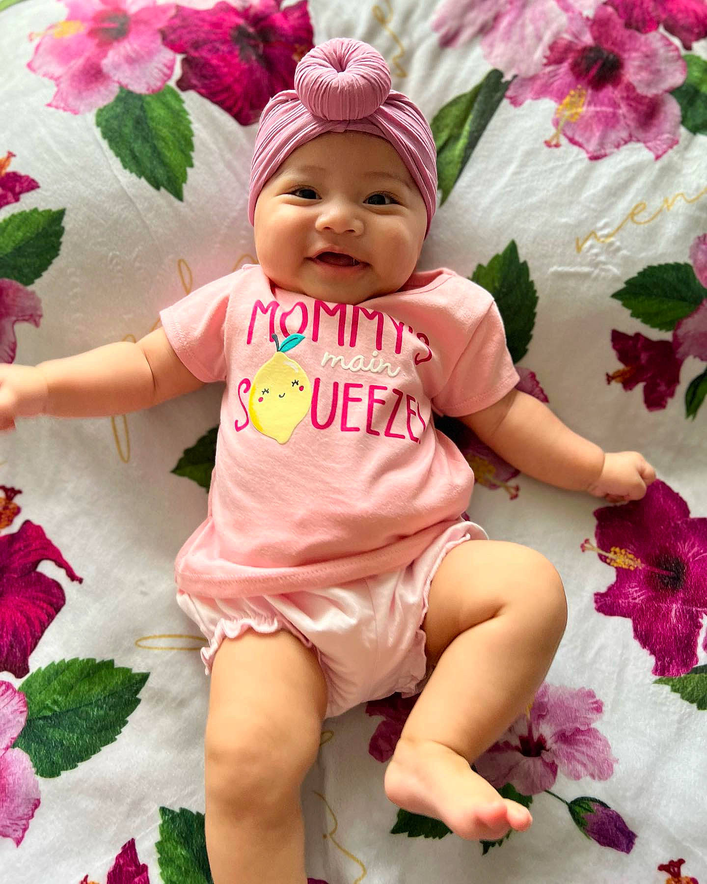 Ca'Leyah joined the competition — help win amazing prizes! arm, baby, baby_toddler_clothing, finger, flower, hand, happy, hat, headgear, headwear, human_body, leg, magenta, person, petal, pink, plant, product, skin, smile