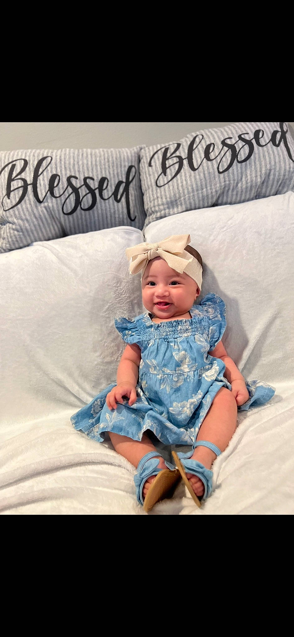 Ca'Leyah joined the competition — help win amazing prizes! baby, baby_toddler_clothing, bedding, comfort, couch, dress, electric_blue, face, happy, hat, headwear, linens, pattern, person, pillow, pink, product, sleeve, smile, textile