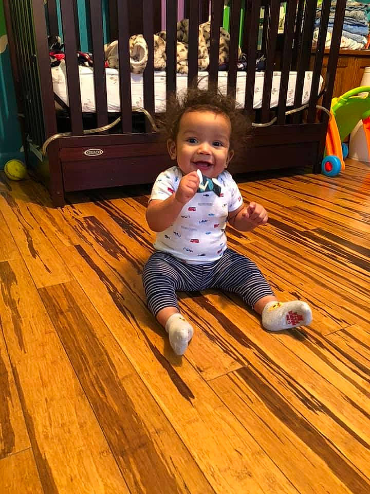 Jayson joined the competition — help win amazing prizes! baby, ball, child, floor, flooring, hardwood, laminate_flooring, leisure, person, play, toddler, wood, wood_flooring