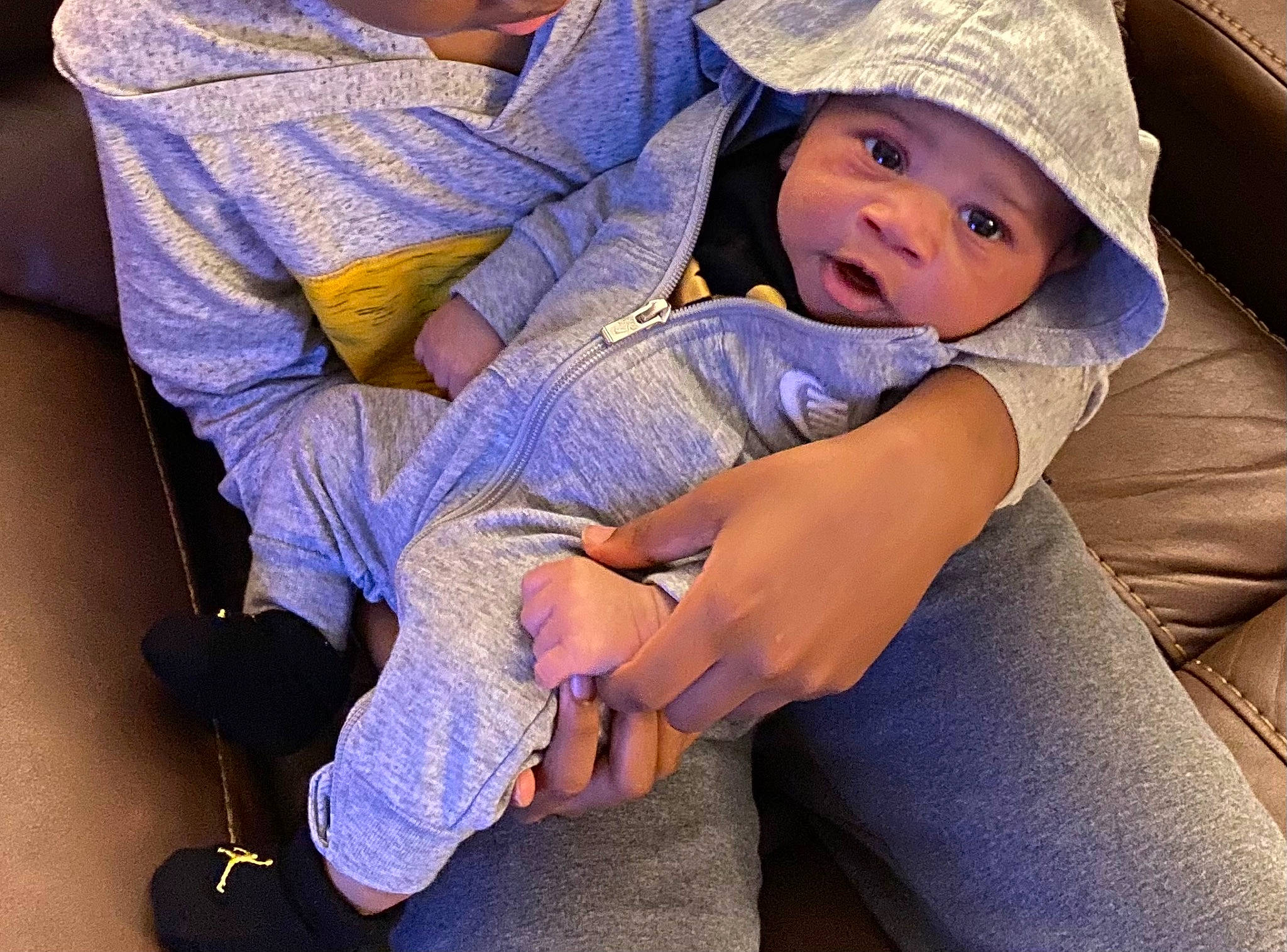 Braylen joined the competition — help win amazing prizes! baby, baby_products, cap, car_seat, child, comfort, elbow, electric_blue, fashion_accessory, finger, fun, gesture, happy, hat, headwear, human_leg, lap, person, purple, thigh