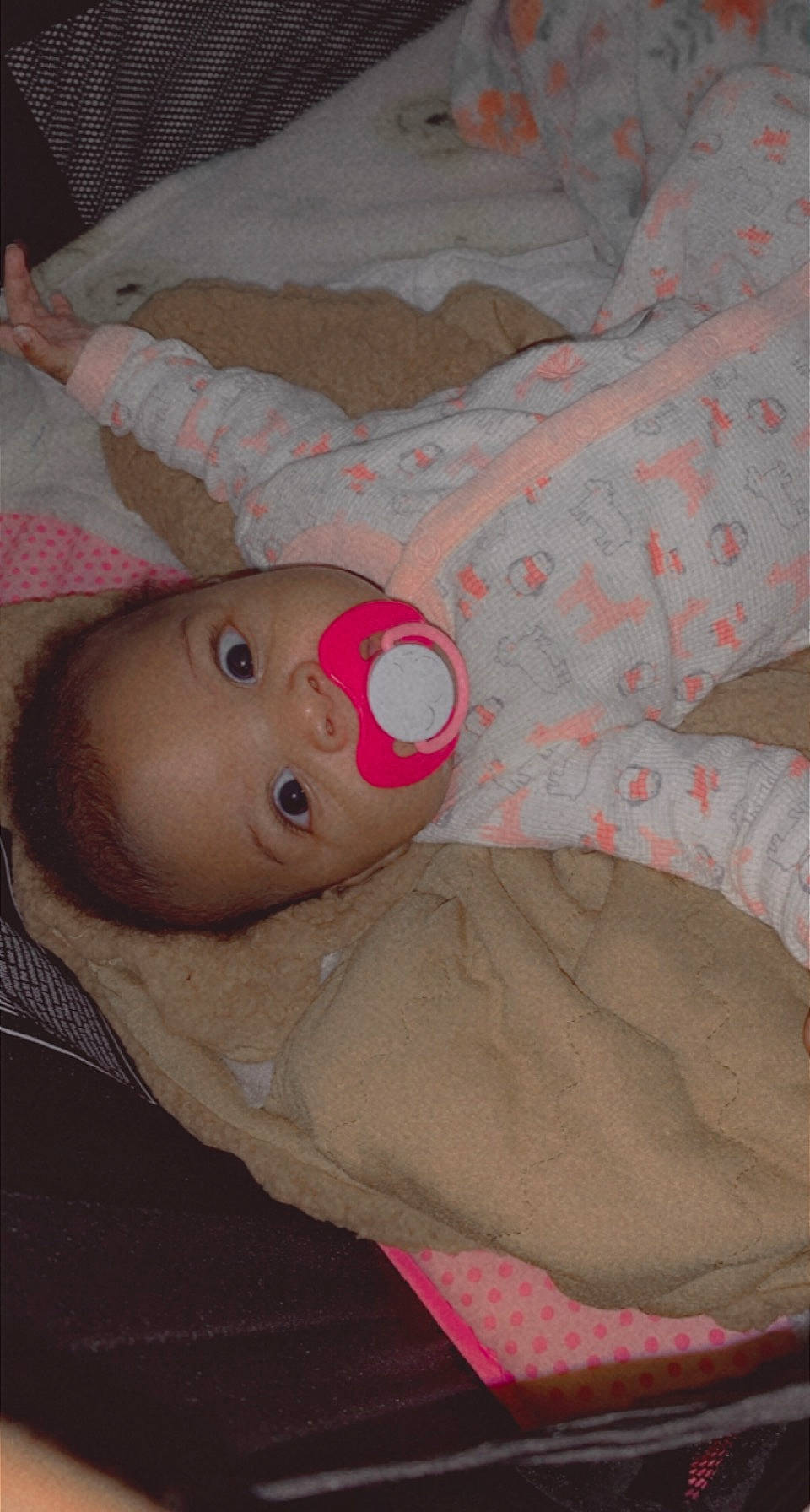 Zaniyah joined the competition — help win amazing prizes! baby, baby_products, baby_toddler_clothing, carmine, cheek, child, comfort, human_body, linens, lip, mouth, nose, person, pink, room, skin, sleep, sleeve, stuffed_toy, textile