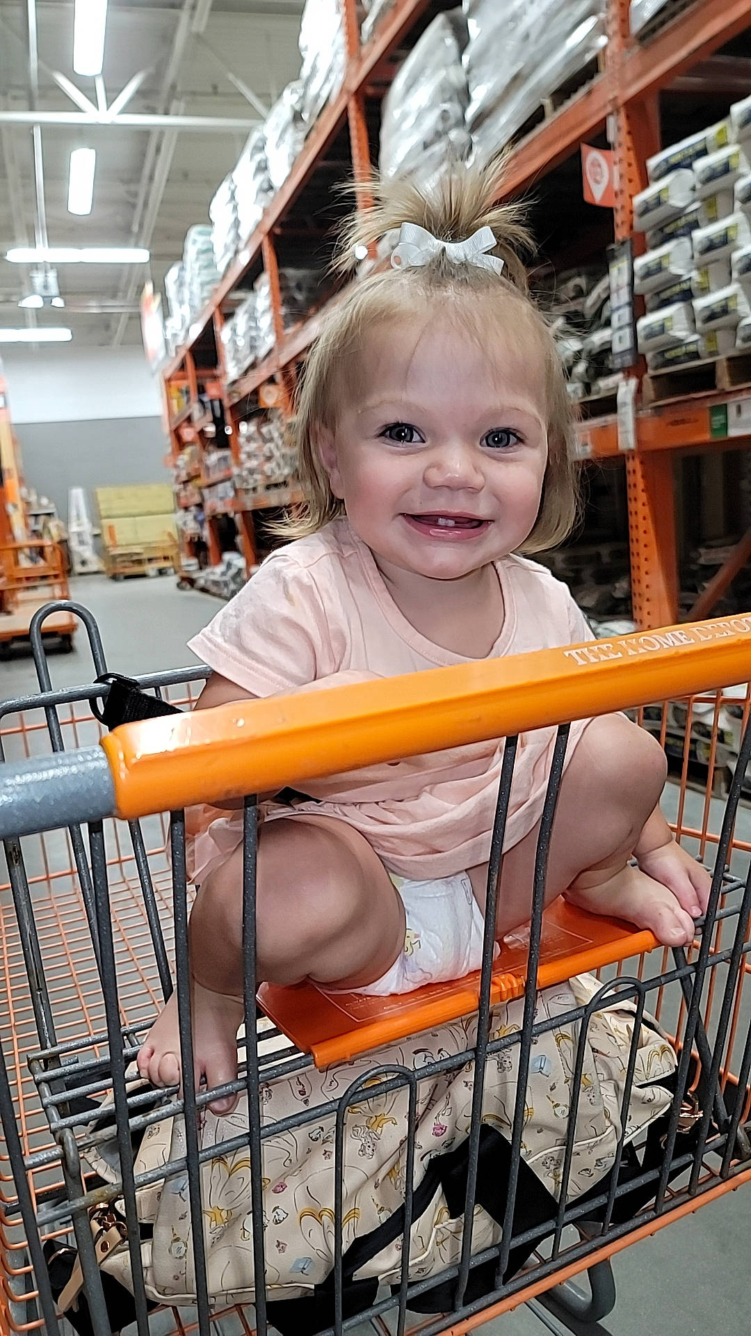 Caroline joined the competition — help win amazing prizes! cart, chair, child, customer, facial_expression, fun, happy, joy, leisure, person, product, retail, service, shelf, shopping, shopping_cart, skin, smile, tire, toddler