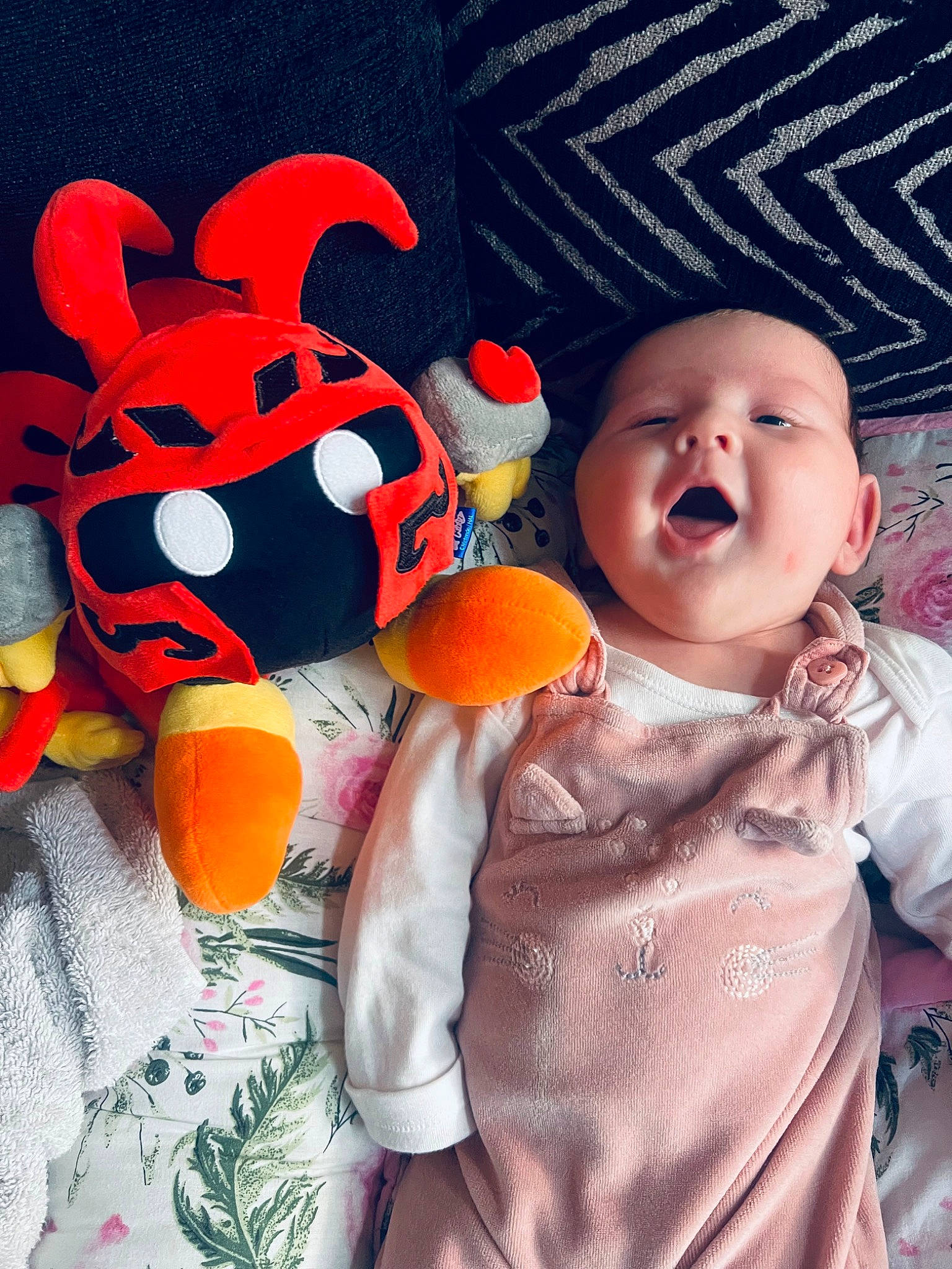 Aaliyah joined the competition — help win amazing prizes! baby, baby_products, baby_toddler_clothing, calabaza, eye, happy, headwear, human_body, mammal, orange, pattern, person, product, pumpkin, room, sleeve, stuffed_toy, textile, toddler, toy