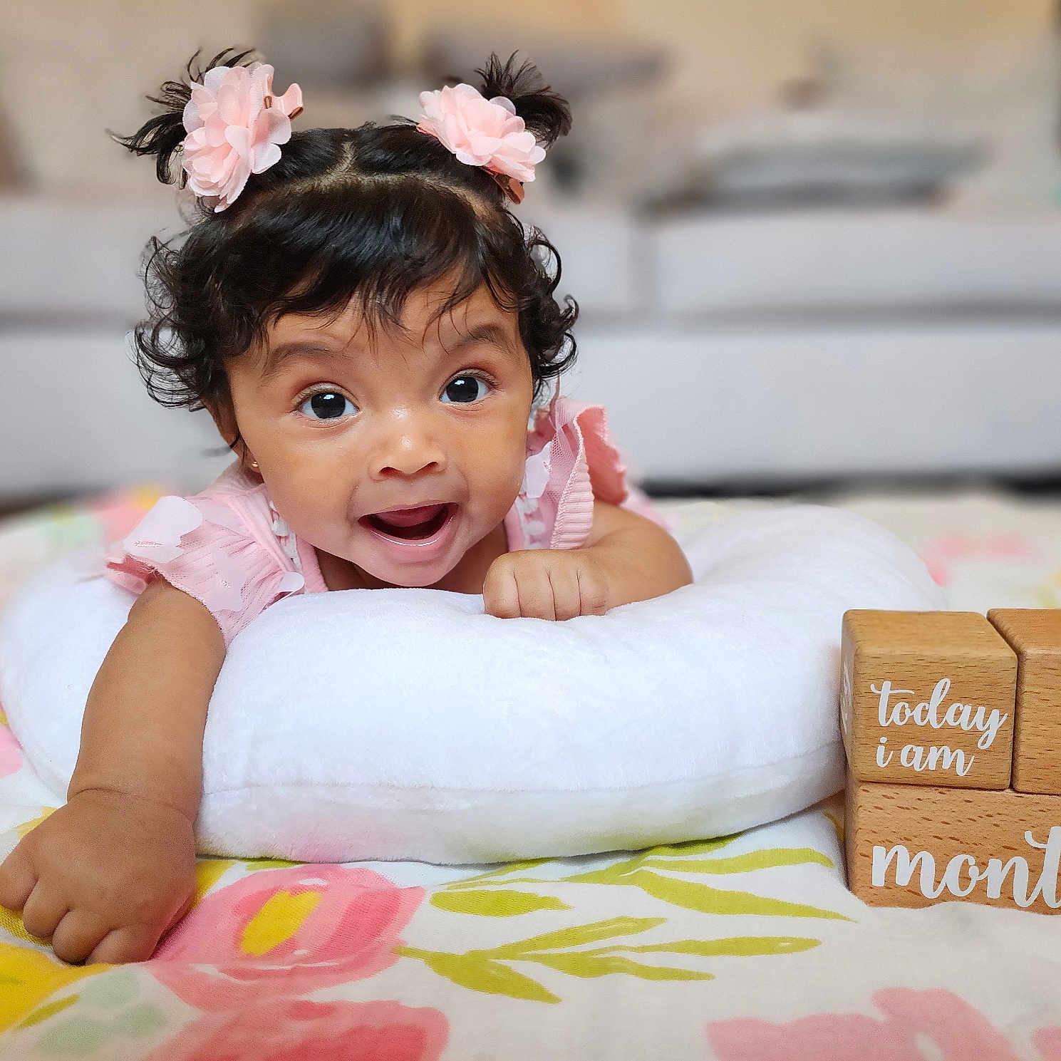 Luna joined the competition — help win amazing prizes! baby, bodypart, box, couch, cream, cushion, dessert, face, finger, food, furniture, hand, head, homedecor, icing, indoors, newborn, person, photography, portrait