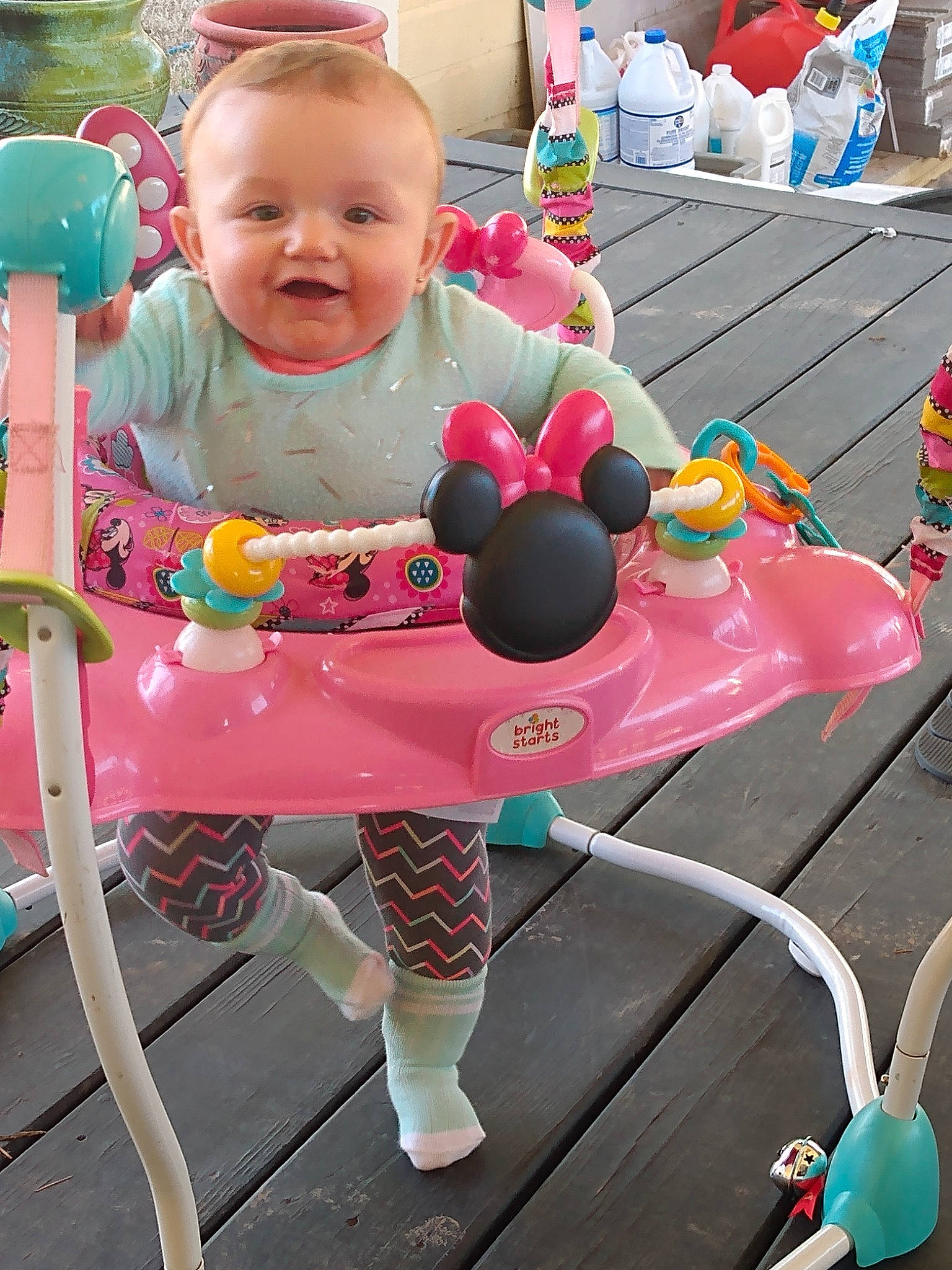 Carleigh joined the competition — help win amazing prizes! baby, baby_products, baby_toddler_clothing, baby_toys, bottle, child, joy, person, pink, plastic, plastic_bottle, play, riding_toy, sitting, sock, toddler, toy