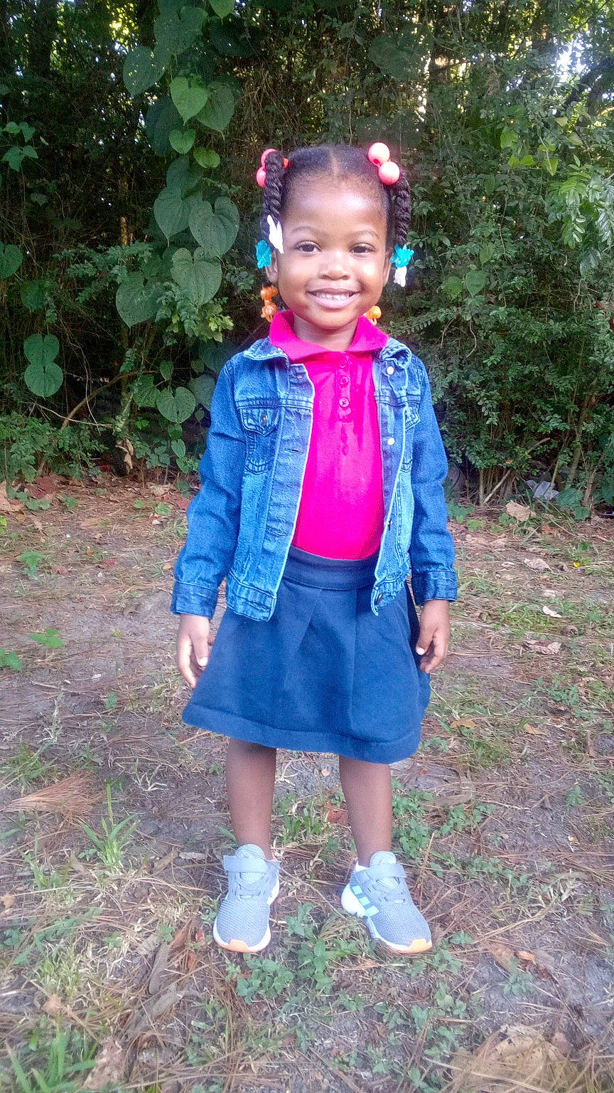 Avery joined the competition — help win amazing prizes! baby_toddler_clothing, child, electric_blue, eye, face, fashion_accessory, formal_wear, grass, happy, joy, leaf, magenta, pattern, person, personal_protective_equipment, plant, purple, sleeve, smile, toddler