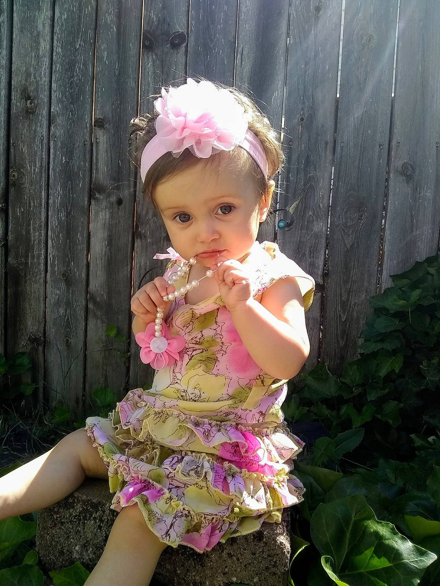 Hayley joined the competition — help win amazing prizes! baby_toddler_clothing, child, clothing, dress, fashion_accessory, hair_accessory, headgear, person, pink, plant, textile, toddler