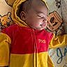 Jameon joined the competition — help win amazing prizes! baby, blanket, child, clothing, cozy, cute, disney, hooded_outfit, indoors, infant, one_month, peaceful, pooh, portrait, red, sleeping, smile, soft_lighting, winnie_the_pooh, yellow