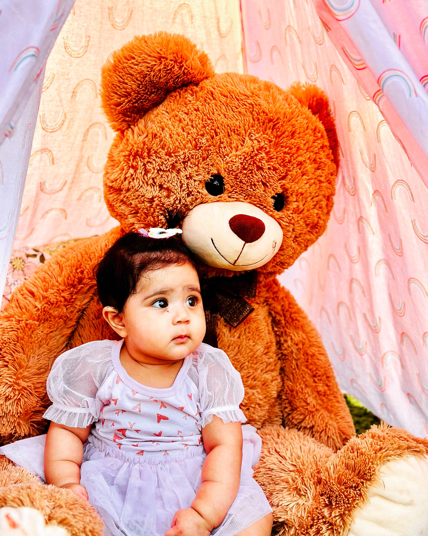 Amber joined the competition — help win amazing prizes! bear, beauty, child, fun, happy, human, mammal, nose, orange, people, person, pink, plush, skin, snapshot, stuffed_toy, teddy_bear, textile, toddler, toy