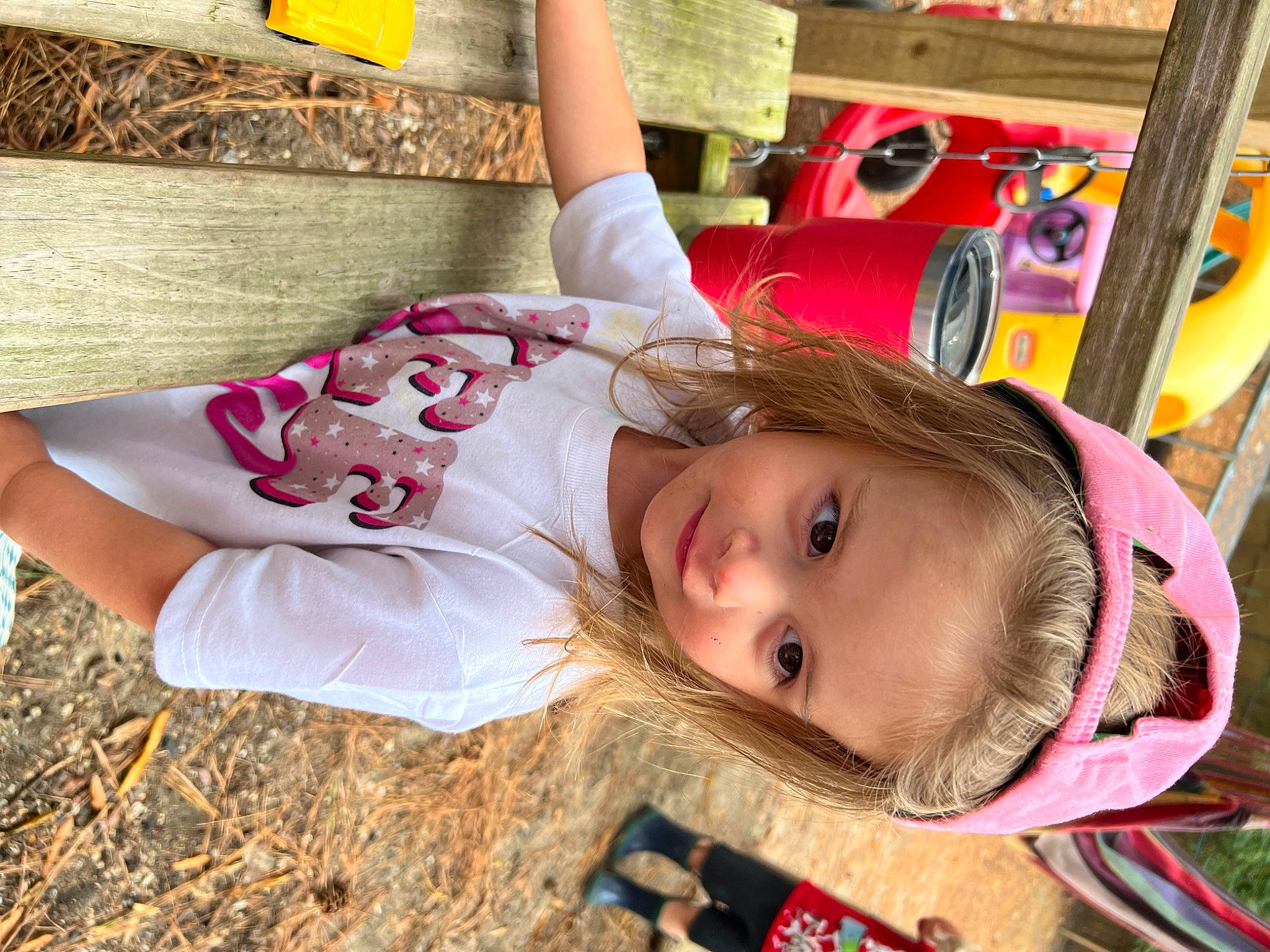 Blakeleigh is registered to the contest to win money with this photo: baby, beauty, child, city, fun, grass, happy, leisure, magenta, person, play, recreation, smile, soil, toddler, travel, tree, vacation, wood, yellow