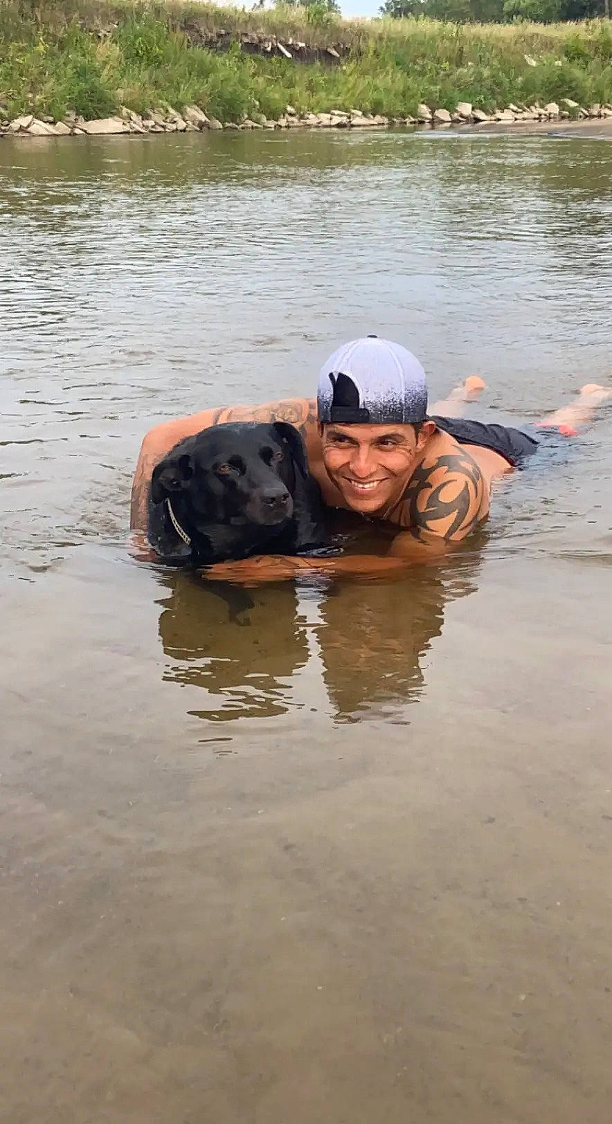 Gypsy joined the competition — help win amazing prizes! adventure, body_of_water, child, dog_breed, event, fun, happy, lake, landscape, leisure, personal_protective_equipment, plant, recreation, reflection, reservoir, smile, sporting_group, tree, water, working_animal