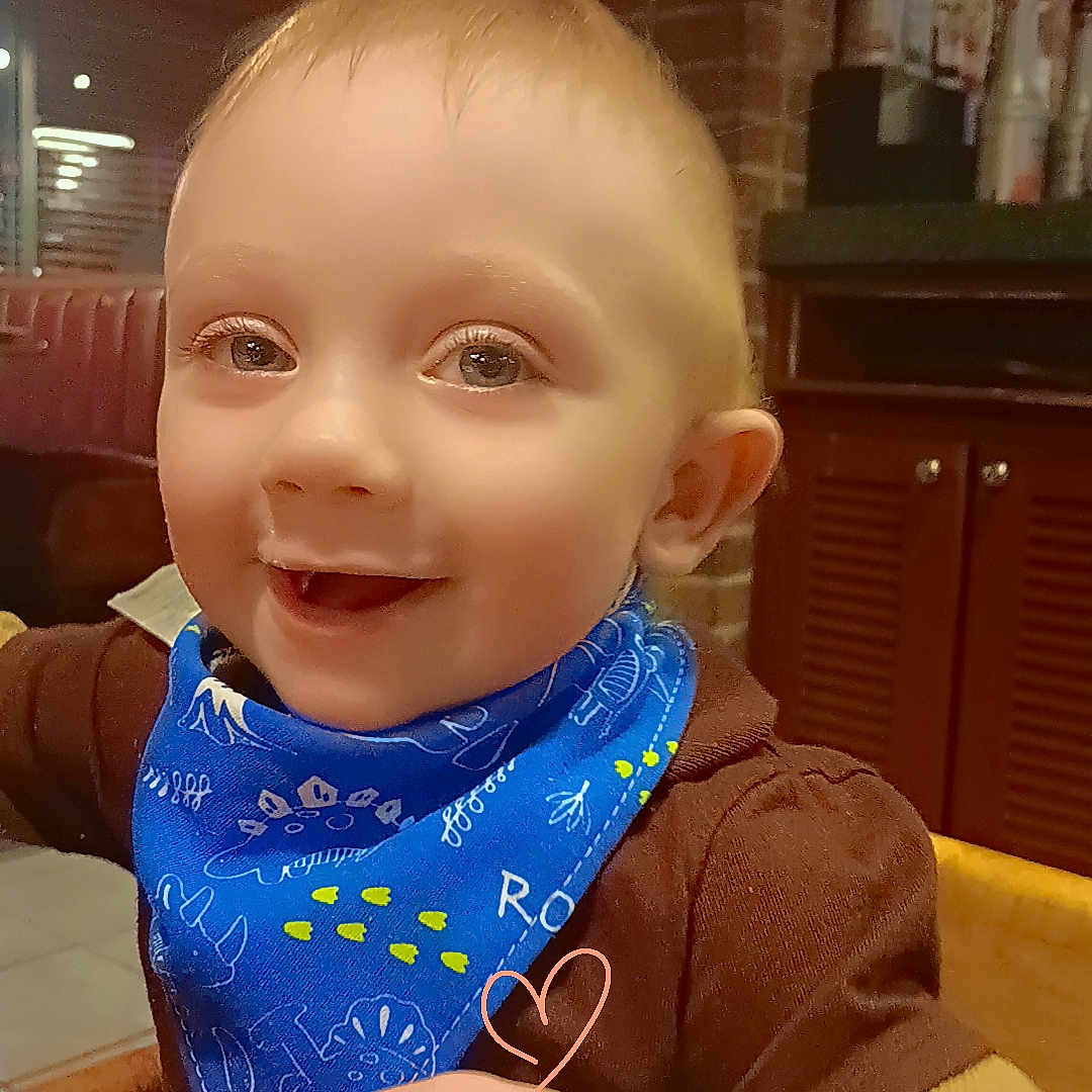 Kysonn joined the competition — help win amazing prizes! accessories, architecture, baby, bodypart, clothing, couch, face, finger, furniture, hand, happy, head, headband, person, photography, portrait, scarf, shelf, sitting, smile