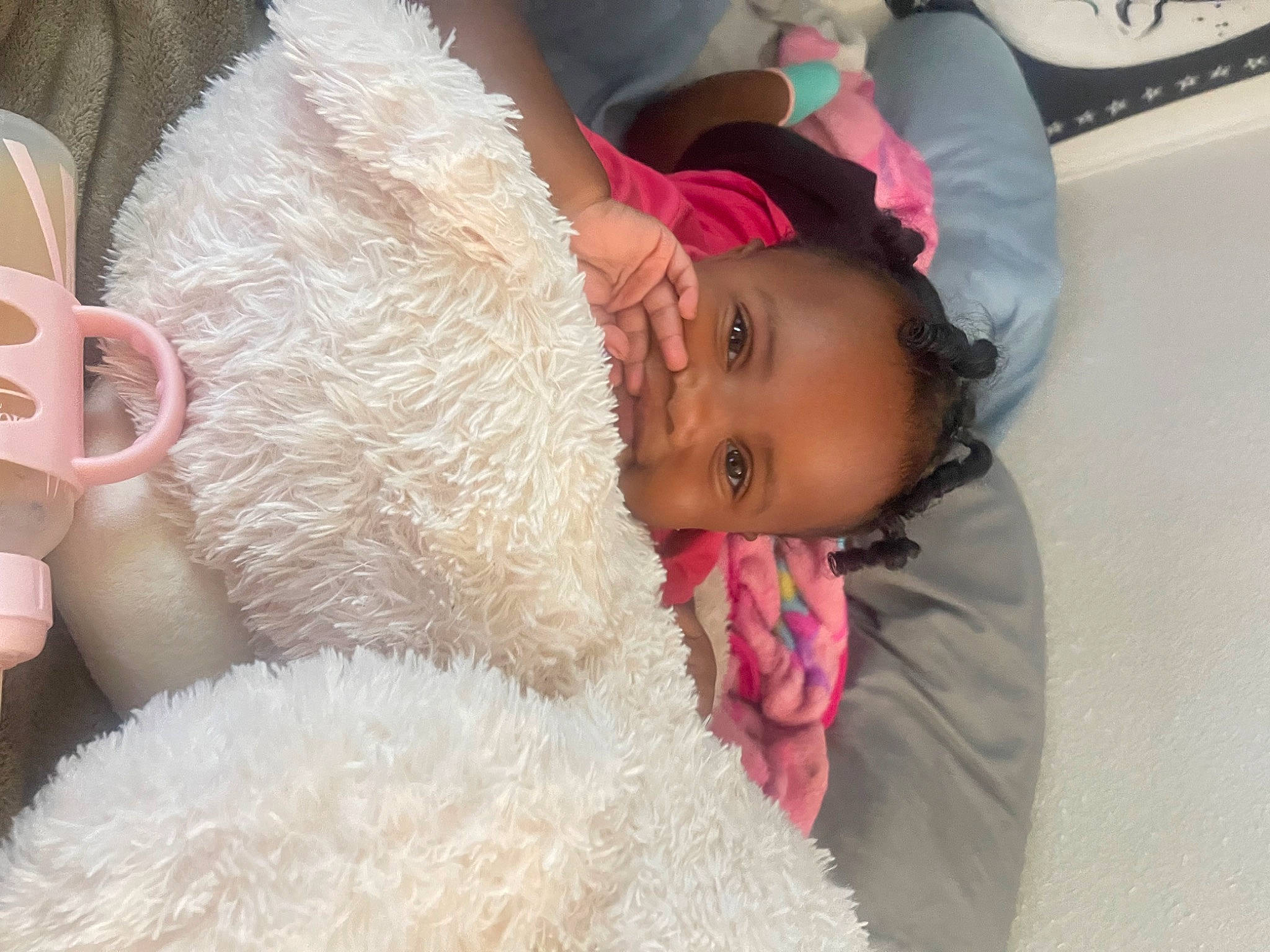 Raynyah is registered to the contest to win money with this photo: baby, beard, child, clock, comfort, ear, fun, fur, happy, linens, magenta, nose, person, pink, santa_claus, skin, stuffed_toy, textile, toddler, toy