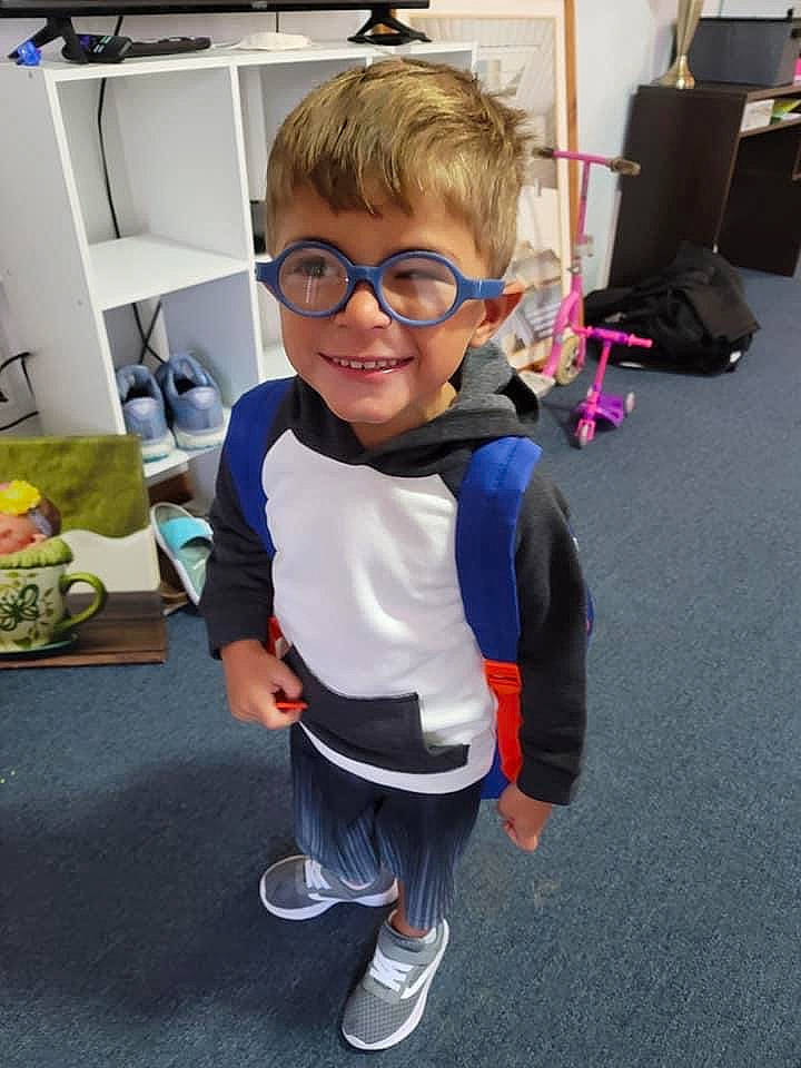 Jackson joined the competition — help win amazing prizes! baby, child, electric_blue, eye, eyewear, face, floor, flooring, fun, glasses, happy, joint, joy, kitchen_appliance, person, personal_protective_equipment, sleeve, smile, sportswear, t_shirt