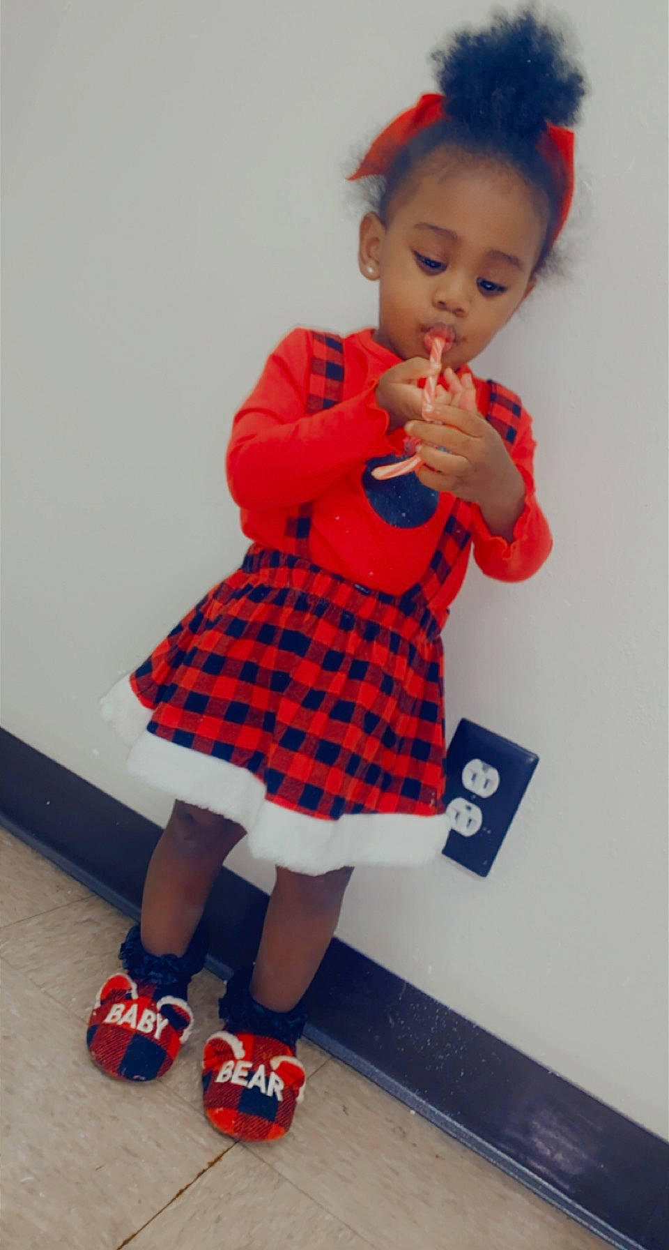 Meah joined the competition — help win amazing prizes! ankle, baby, baby_toddler_clothing, button, calf, carmine, day_dress, design, dress, hair_tie, human_leg, one_piece_garment, pattern, person, plaid, polka_dot, red, sleeve, sock, tartan
