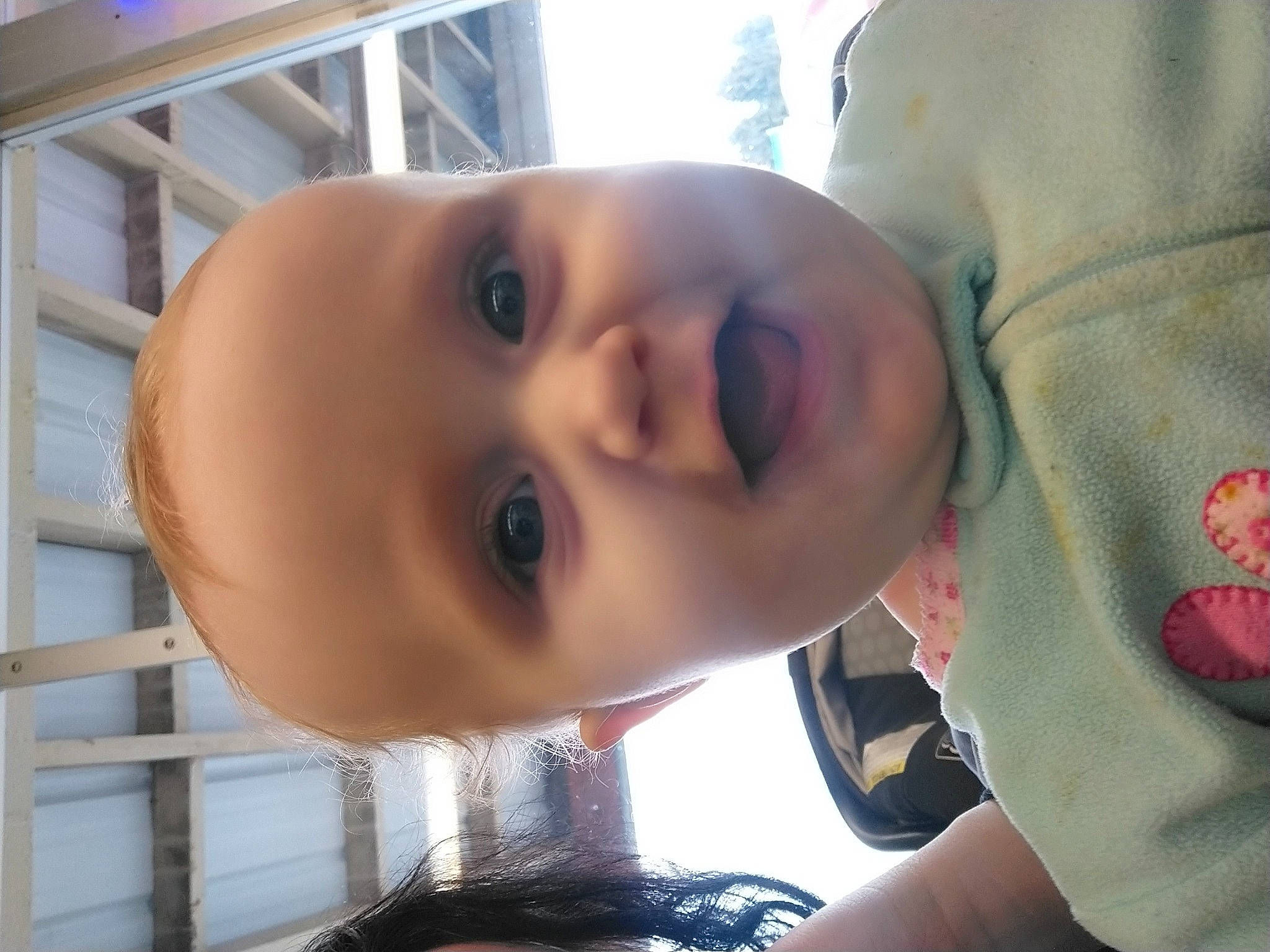 Lorelei is registered to the contest to win money with this photo: baby, baby_toddler_clothing, cheek, child, ear, eyebrow, eyelash, fun, happy, house, iris, lip, mouth, nose, person, skin, smile, toddler, tree, vacation