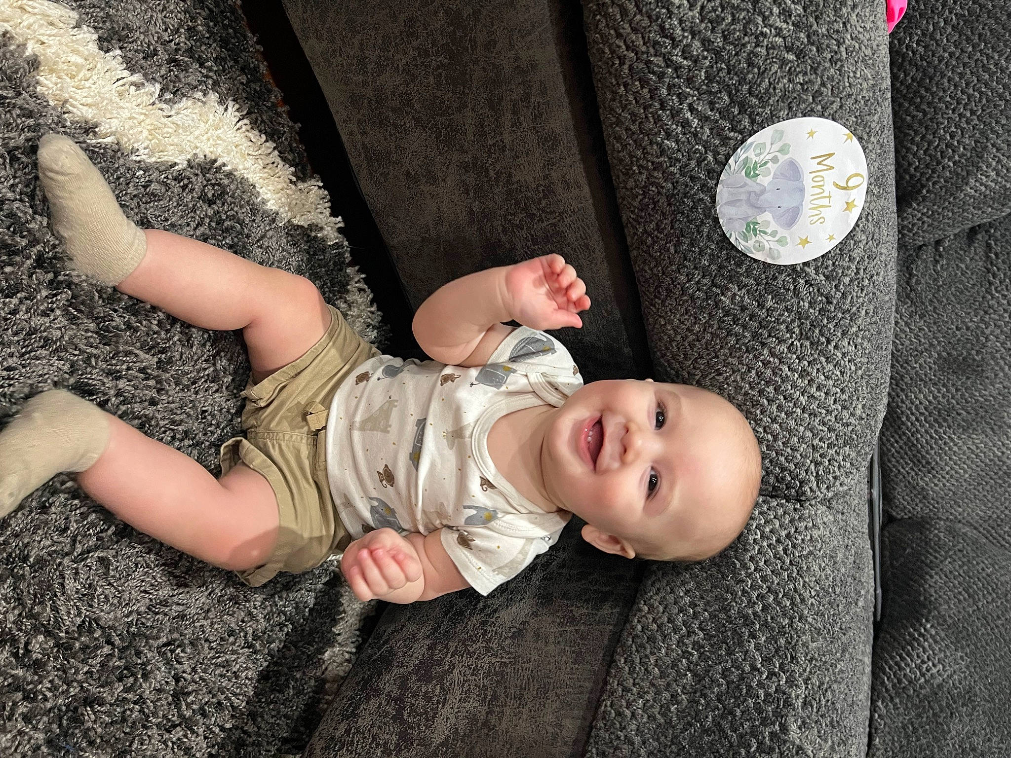 Ronan joined the competition — help win amazing prizes! baby, baby_toddler_clothing, comfort, dress, finger, flash_photography, foot, gesture, grass, human, human_leg, joy, leg, linens, person, skin, sleeve, smile, textile, thigh
