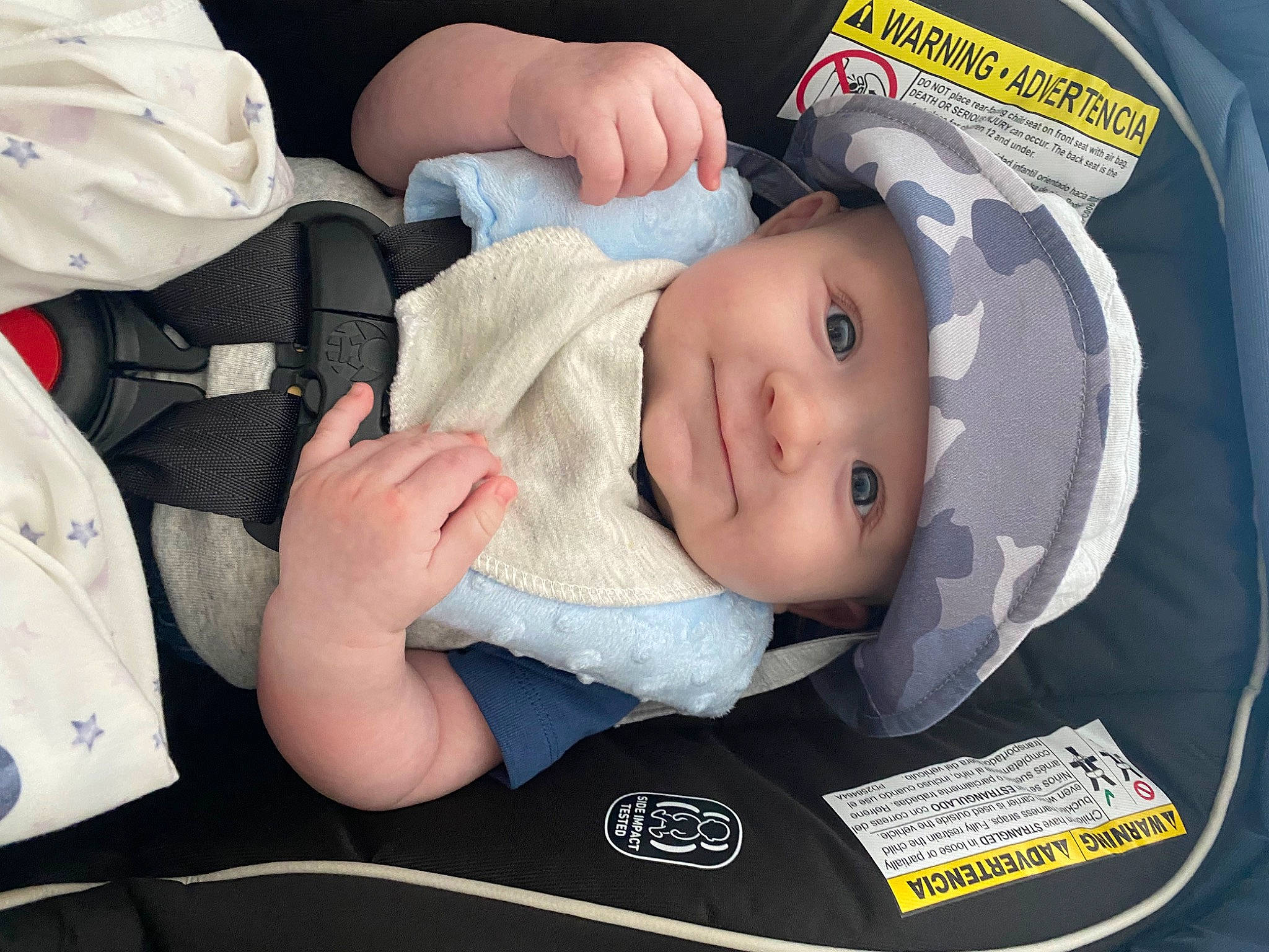 Aydan is registered to the contest to win money with this photo: baby, baby_carriage, baby_in_car_seat, baby_products, baby_safety, baby_sleeping, baby_toddler_clothing, car_seat, carmine, cheek, child, comfort, hat, headwear, linens, person, toddler