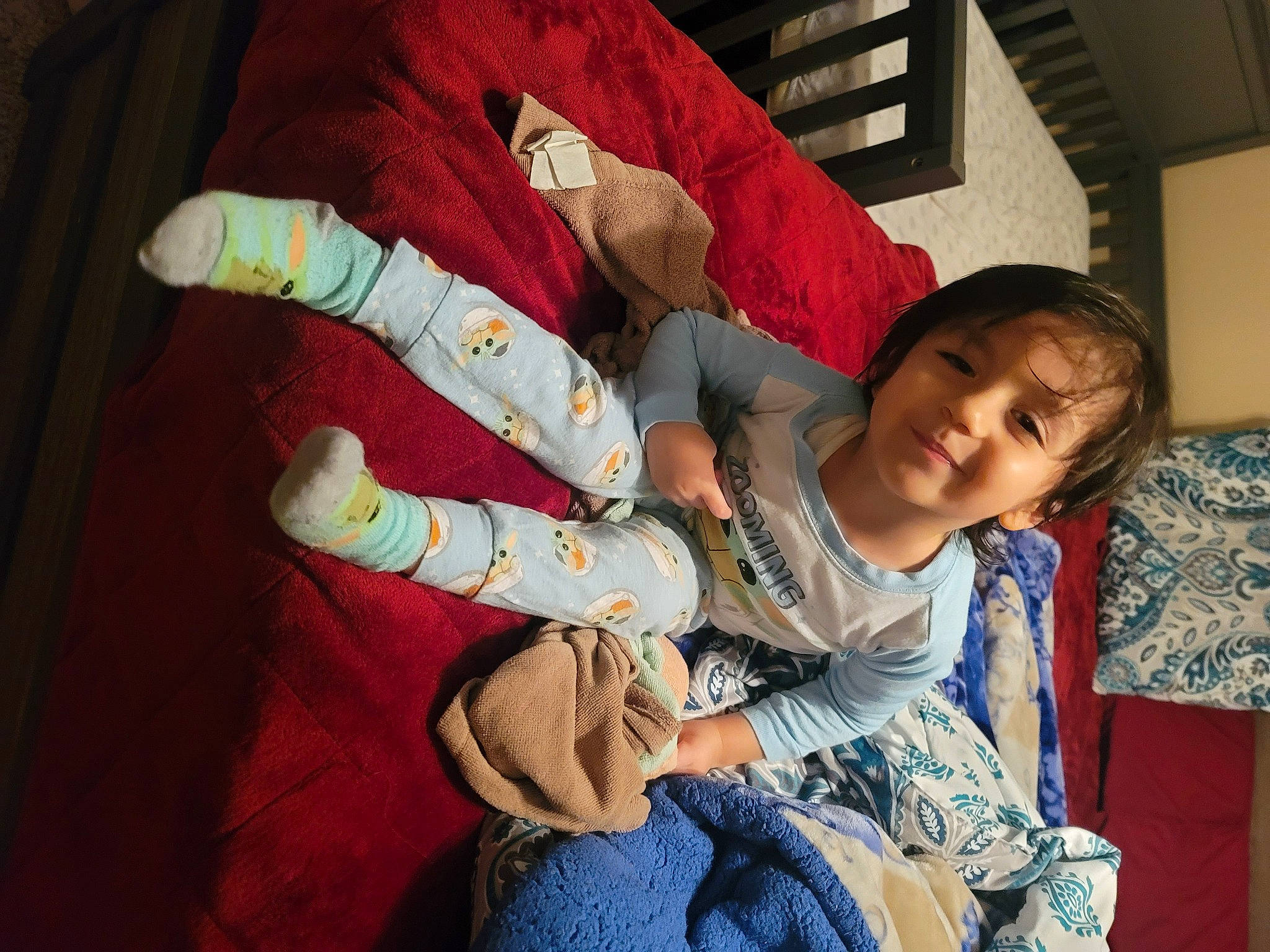 Aaron joined the competition — help win amazing prizes! carmine, child, comfort, eye, facial_expression, fun, happy, head, human_leg, joy, lap, leg, linens, person, room, sitting, smile, sock, textile, thigh