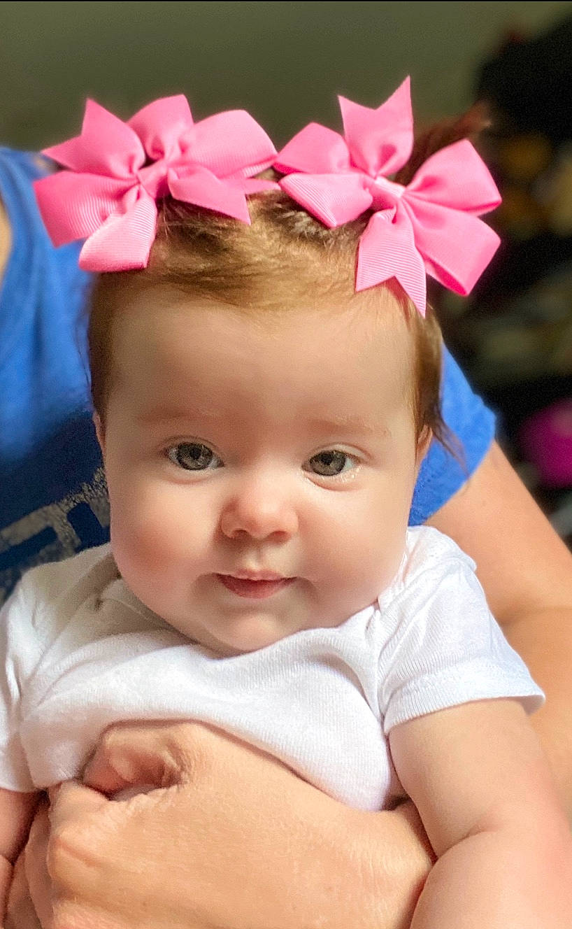 Maci joined the competition — help win amazing prizes! baby, baby_toddler_clothing, child, fashion_accessory, hair_accessory, headband, headgear, headpiece, person, pink, skin, toddler