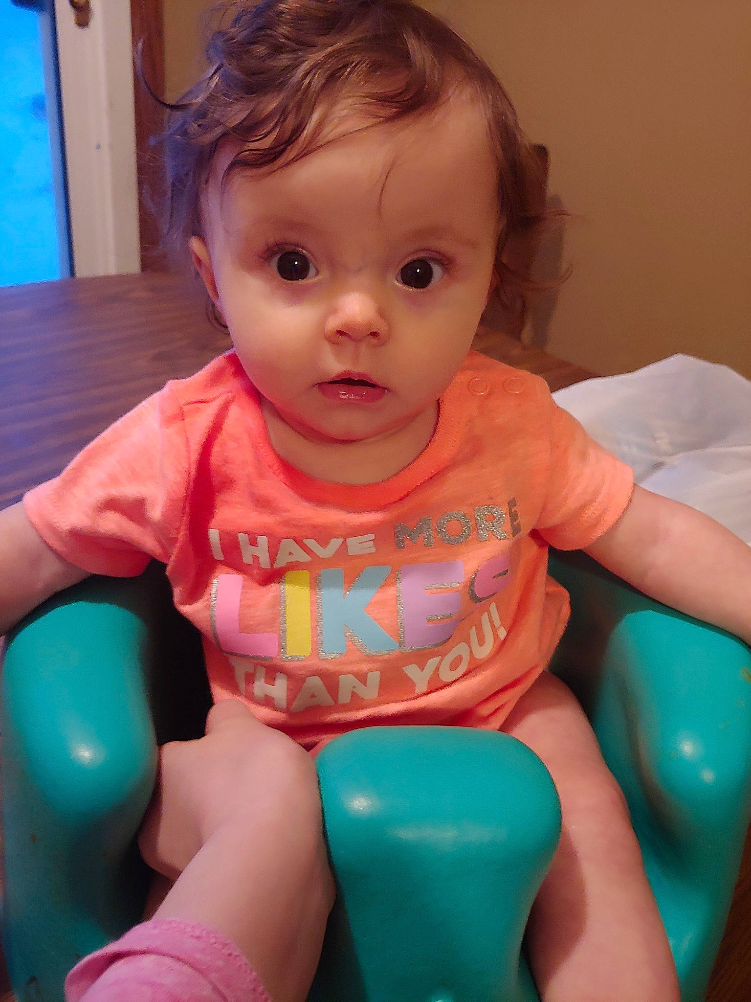 Aubrie is registered to the contest to win money with this photo: baby, child, person, play, sitting, skin, smile, surprise, toddler