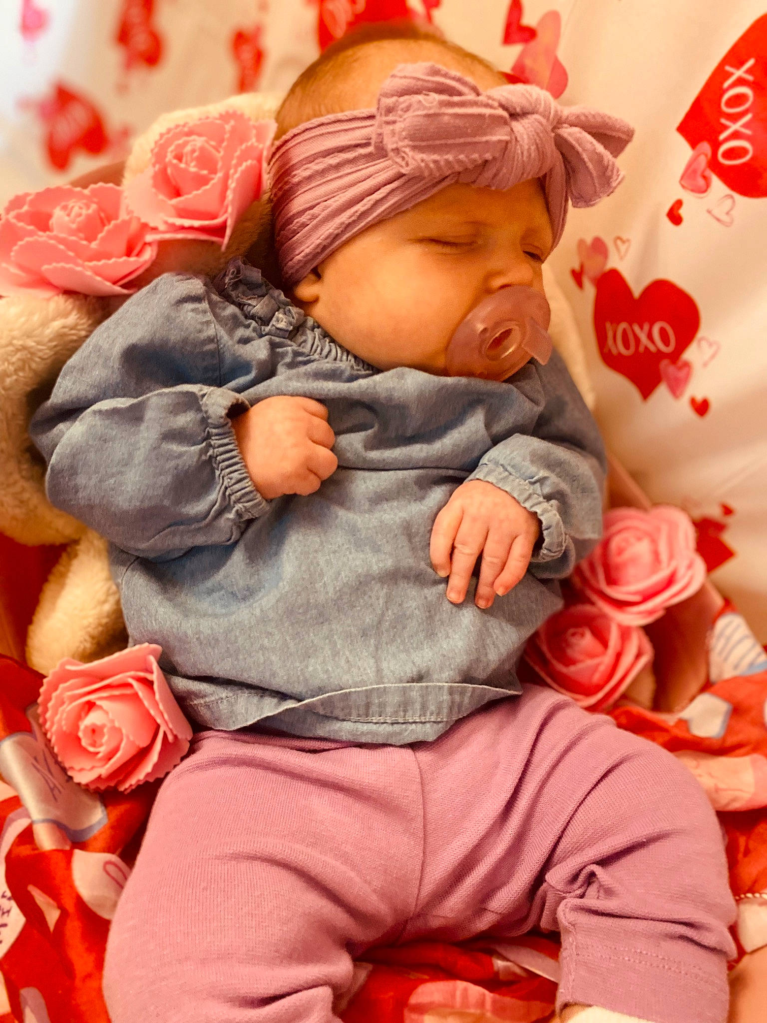 Kashton joined the competition — help win amazing prizes! baby, baby_sleeping, baby_toddler_clothing, cheek, child, comfort, hand, happy, headwear, human_body, lap, linens, mouth, orange, person, pink, product, red, rose, skin