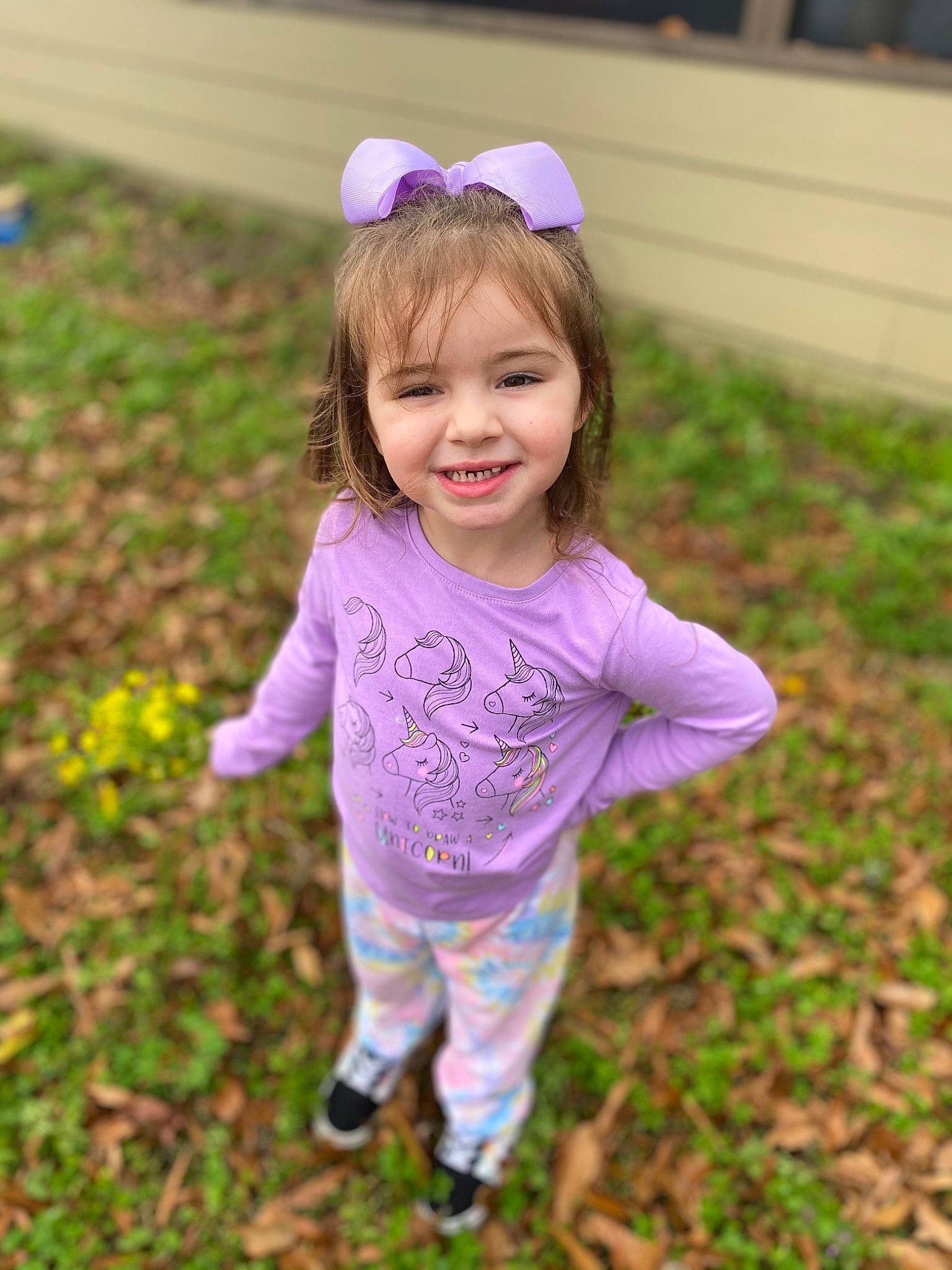 Emory joined the competition — help win amazing prizes! baby_toddler_clothing, child, face, fun, grass, hair, happy, head, joy, magenta, pattern, people_in_nature, person, pink, plant, purple, sleeve, smile, toddler, tree