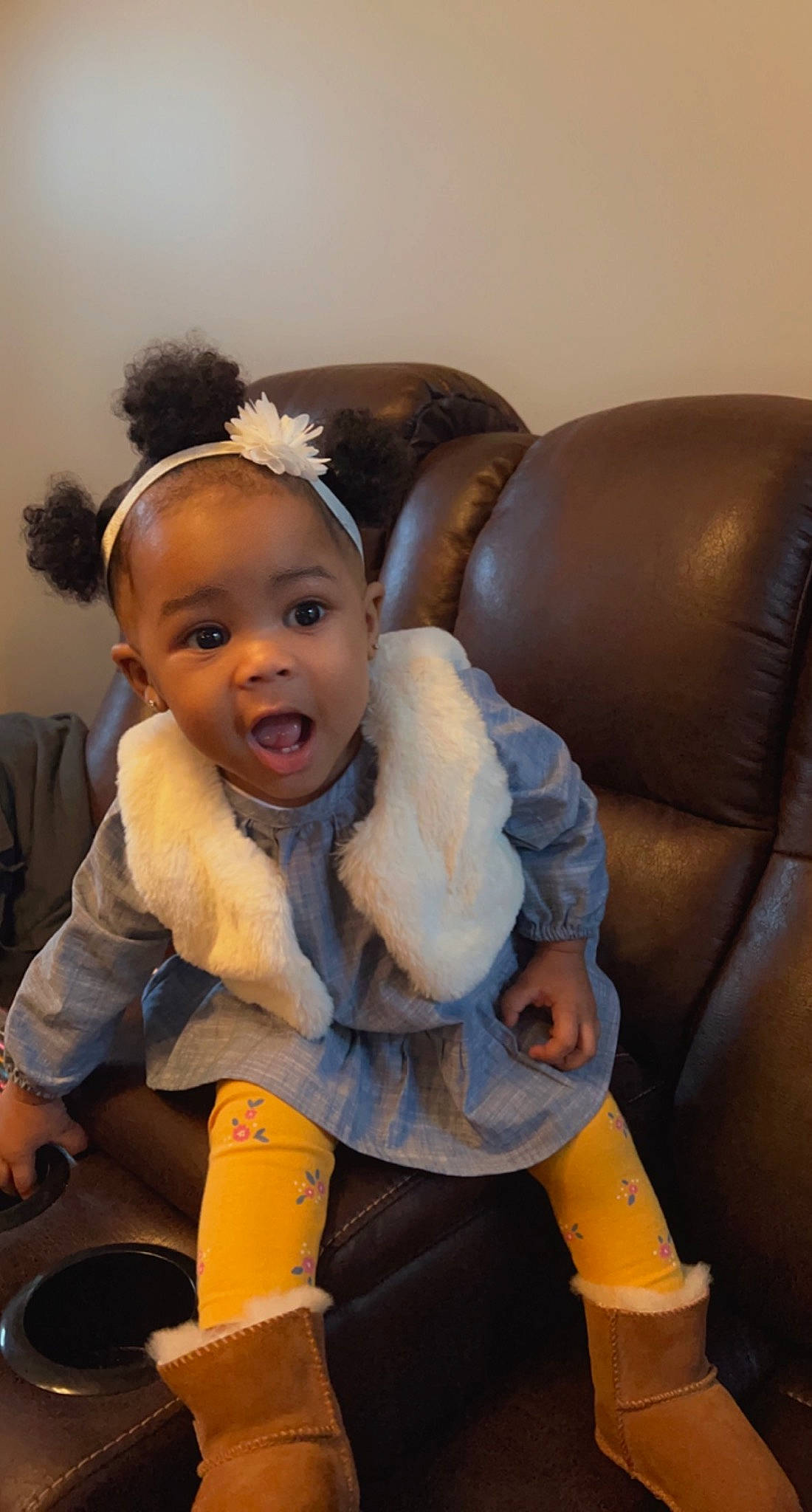 Malia Jai joined the competition — help win amazing prizes! baby, baby_toddler_clothing, chair, child, comfort, costume, couch, event, fun, fur, hair_accessory, happy, headband, headgear, headpiece, jewellery, lap, person, personal_protective_equipment, sitting