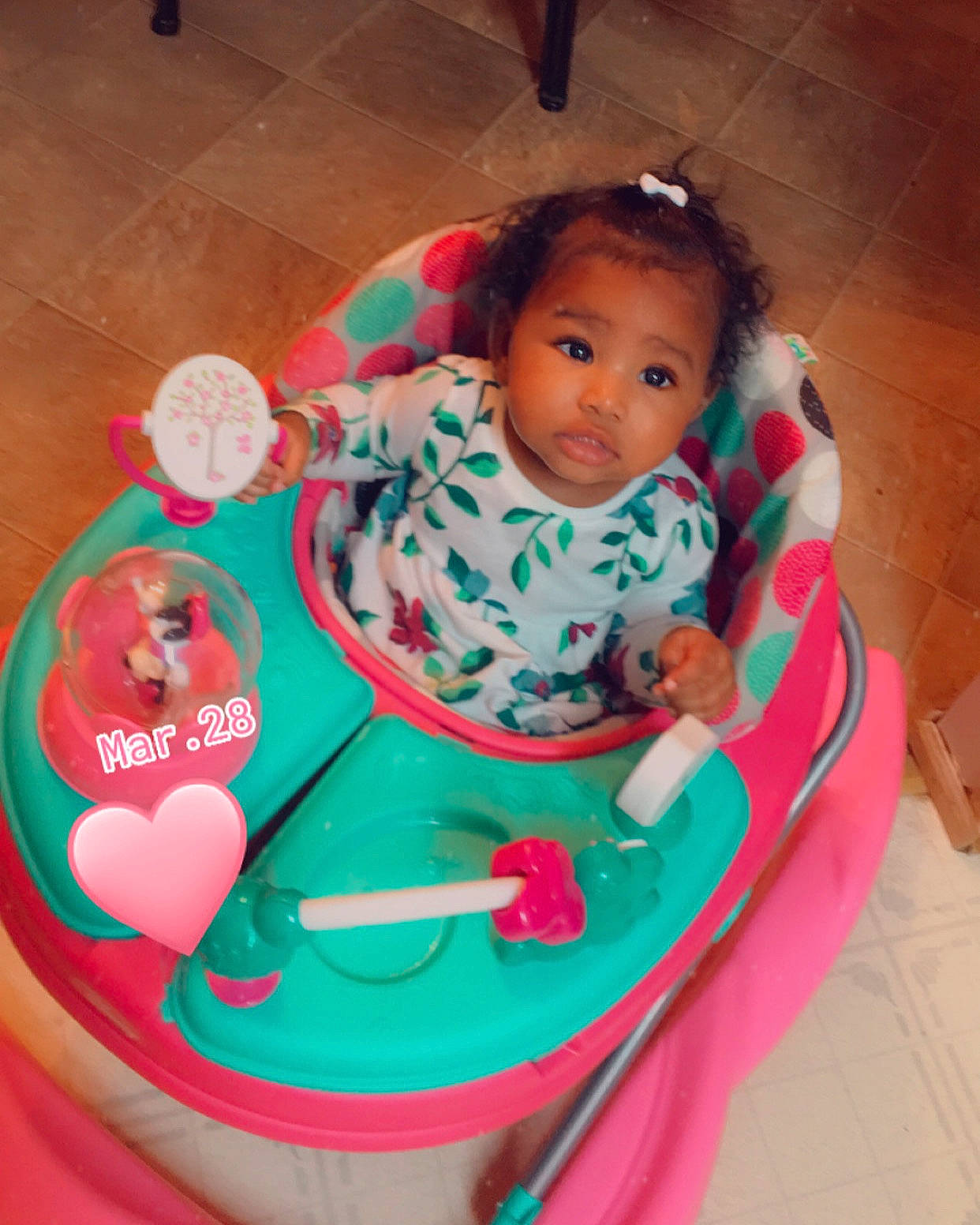 Klover is registered to the contest to win money with this photo: baby, baby_products, baby_toddler_clothing, child, circle, flooring, fun, happy, head, leisure, magenta, mammal, pattern, person, pink, play, product, recreation, sitting, sweetness