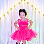 child, girl, pink_dress, tutu, black_boots, headband, pose, studio, portrait, lights, background, smile, fashion, photography, confident, young, blonde, candle_lights, indoor, cute
