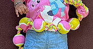 Rugvednandan is registered to the contest to win money with this photo: anklet, baby, blanket, bracelet, child, colorful, cute, denim_shorts, eyes_open, face, hair, infant, lying_down, portrait, rope_toy, skin, smiling, tennis_balls, toy, tshirt