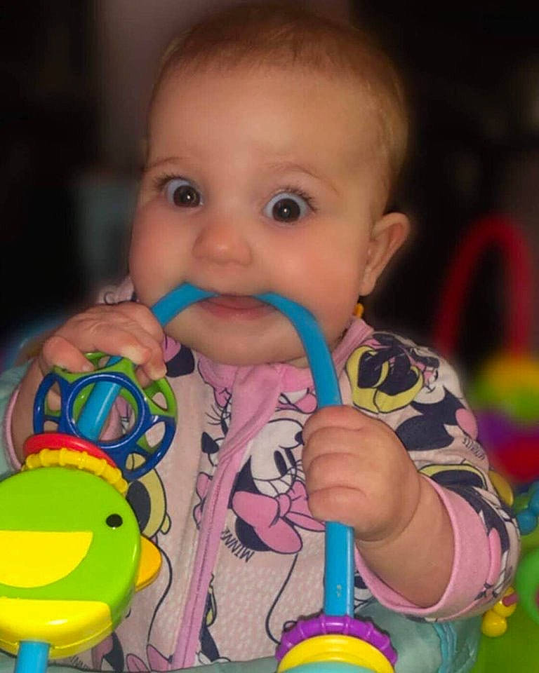 Franchesca joined the competition — help win amazing prizes! baby, baby_playing_with_toys, baby_products, baby_toys, cheek, child, ear, eye, face, forehead, fun, head, iris, mouth, nose, organ, person, play, product, skin