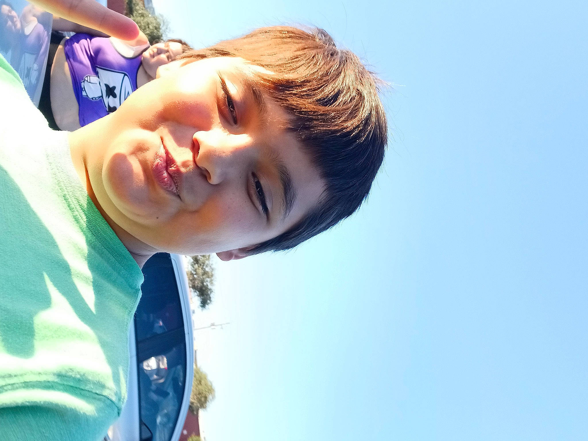 Scott is registered to the contest to win money with this photo: azure, child, electric_blue, eyewear, flash_photography, fun, gesture, hair, happy, jaw, joy, leisure, neck, nose, people_in_nature, person, sky, smile, t_shirt, toddler