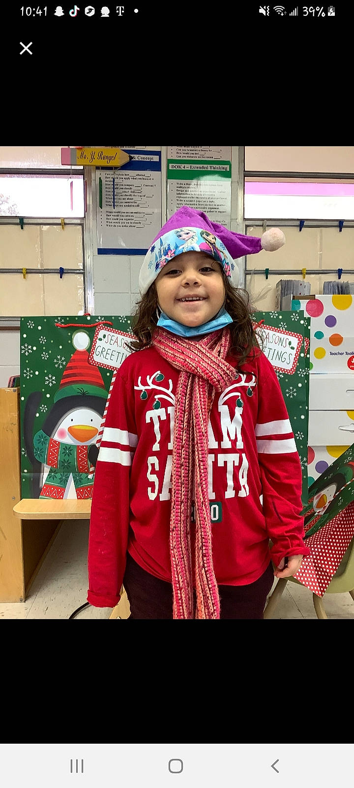 Mikya Arnold is registered to the contest to win money with this photo: cap, child, costume, event, fashion_accessory, fashion_design, fun, happy, headgear, headwear, holiday, hoodie, joy, magenta, person, room, scarf, shawl, sleeve, smile
