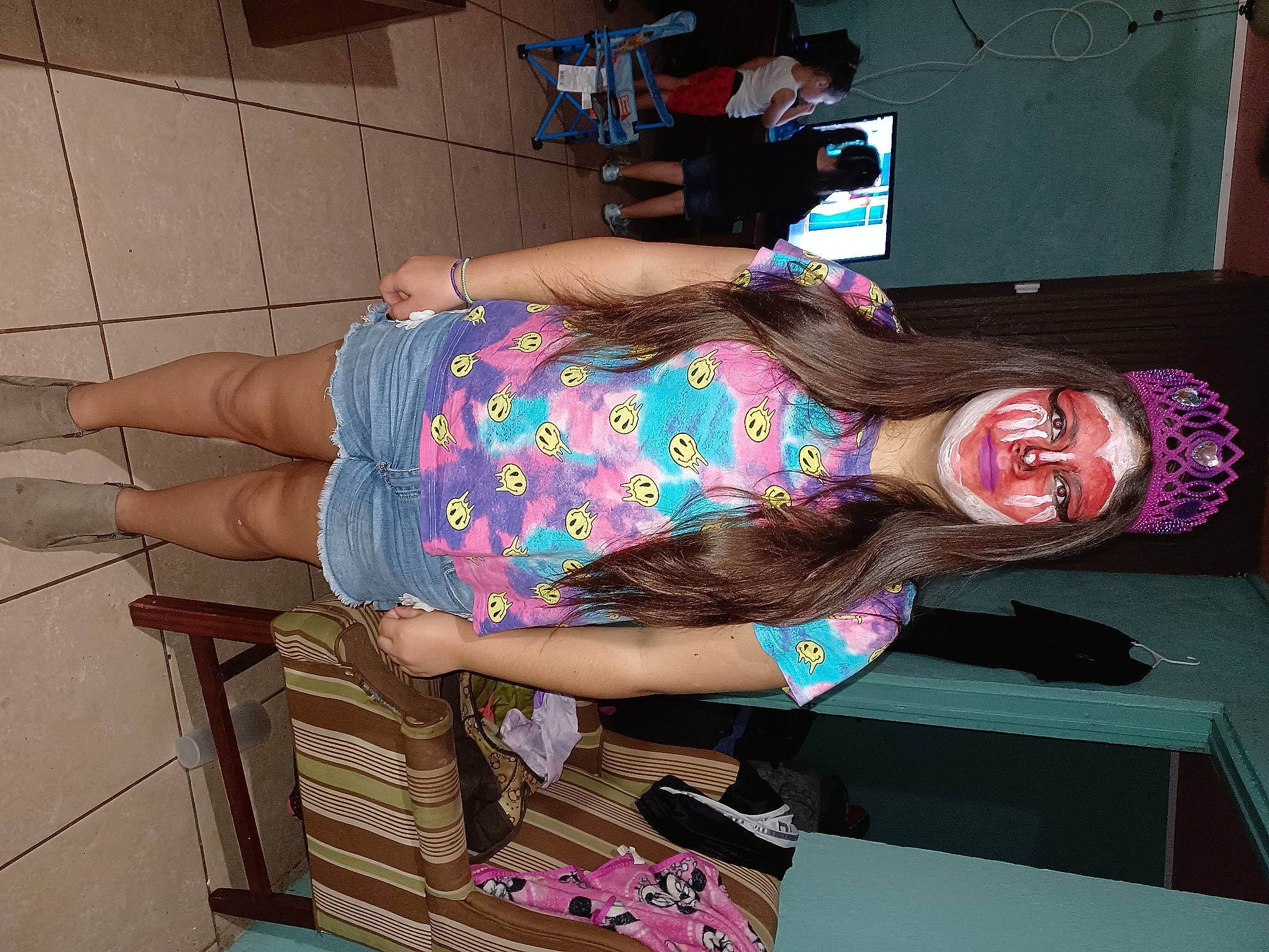 Maria Zamora joined the competition — help win amazing prizes! abdomen, elbow, flesh, foot, fun, human_leg, knee, magenta, pattern, person, sandal, smile, thigh, trunk, under_exposed, visual_arts, waist, wrist