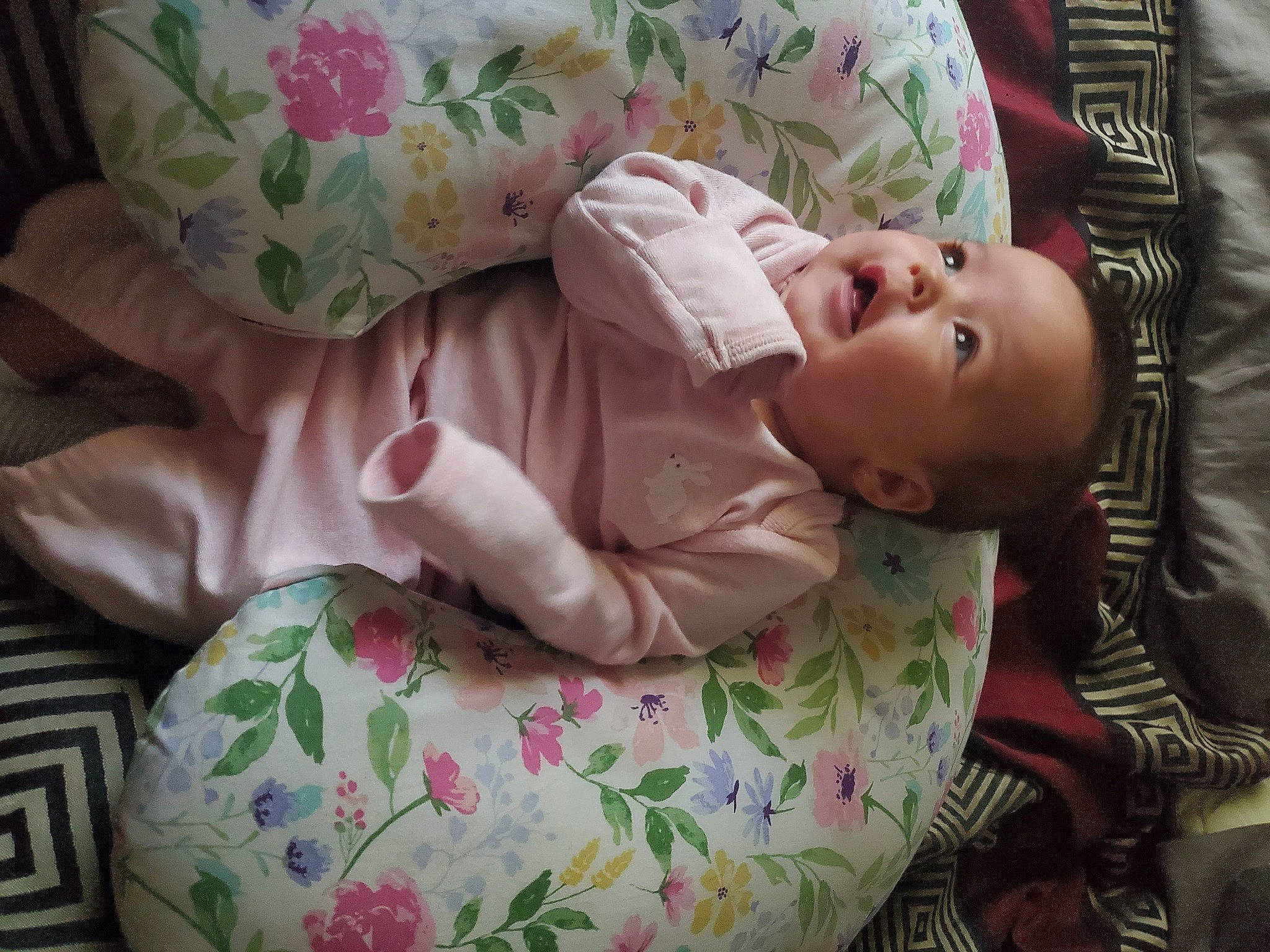 Leilani is registered to the contest to win money with this photo: baby, baby_products, baby_toddler_clothing, bedtime, cheek, child, comfort, eye, hand, head, human_body, linens, nap, pattern, person, pink, skin, sleep, sleeve, textile