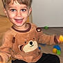 Angela Holmaert participe au concours pour gagner de l'argent avec cette photo : toddler, child, smiling, indoor, sitting, toy_blocks, brown_sweater, bear_design, happy, playful, floor, young_child, casual_clothing, short_hair, cute, bright_eyes, cheerful, home, fun, person